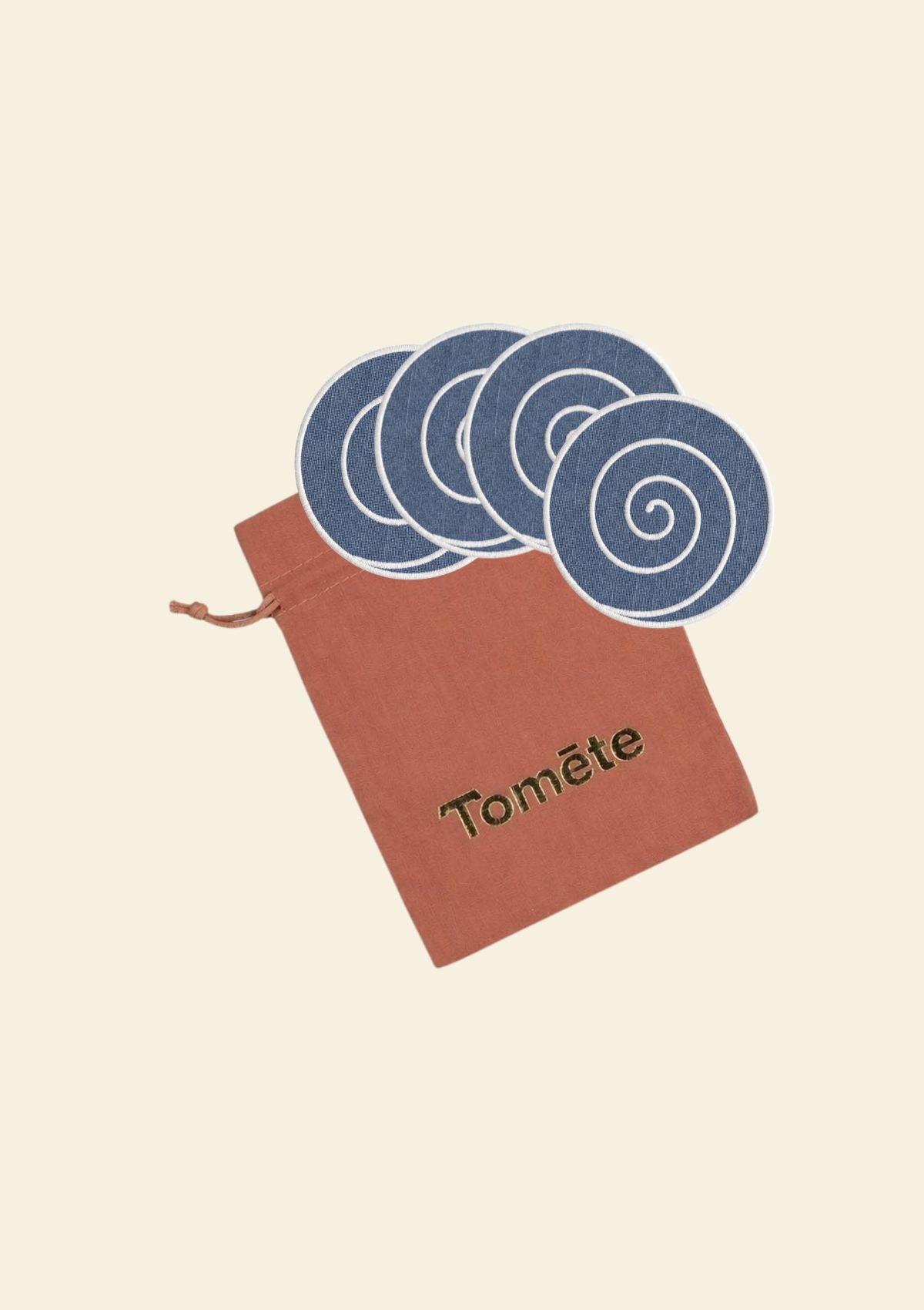 Volute Linen Powder Blue & White Coasters (Set of 4)
