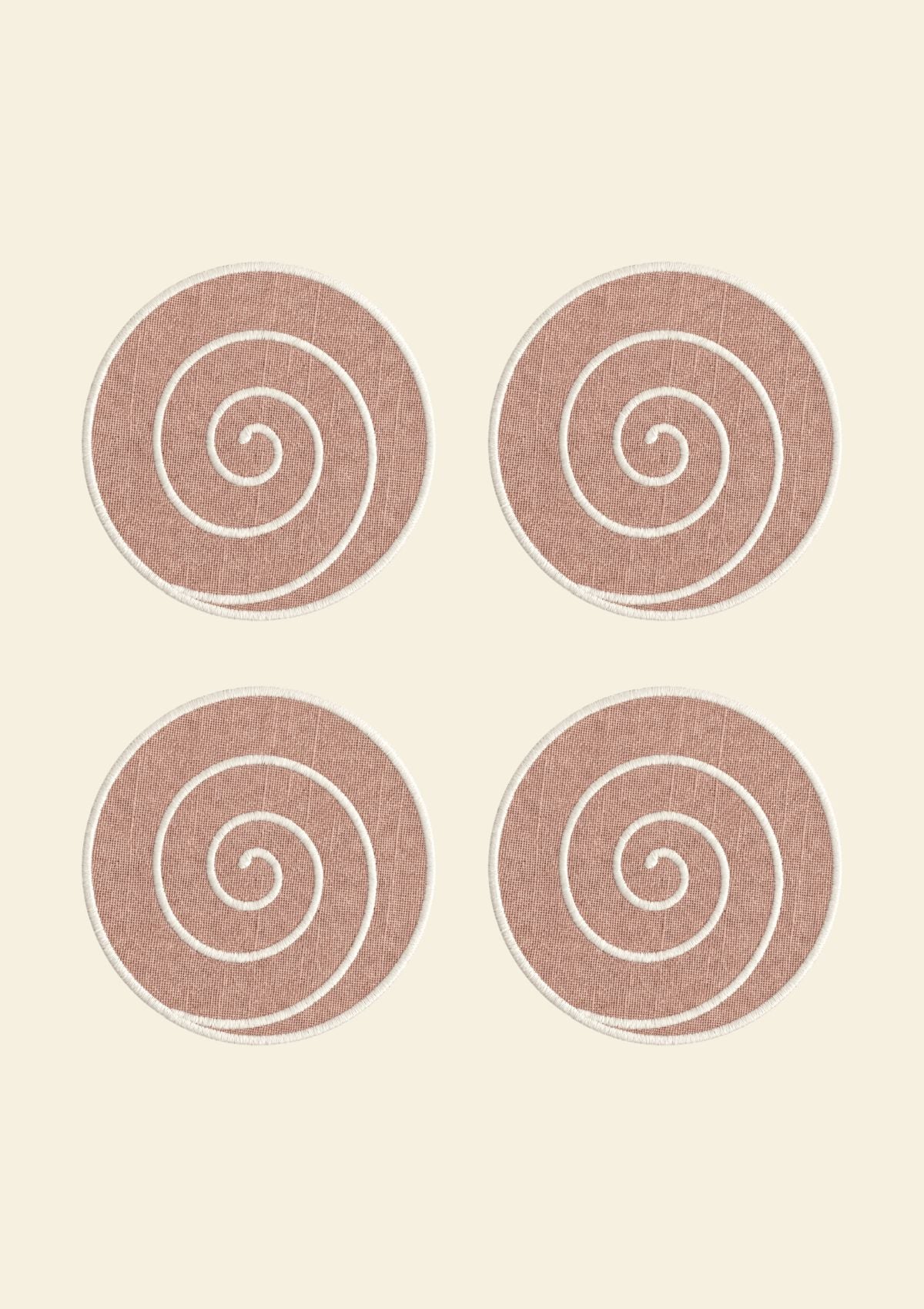 Volute Powder Pink & White linen coasters (set of 4)