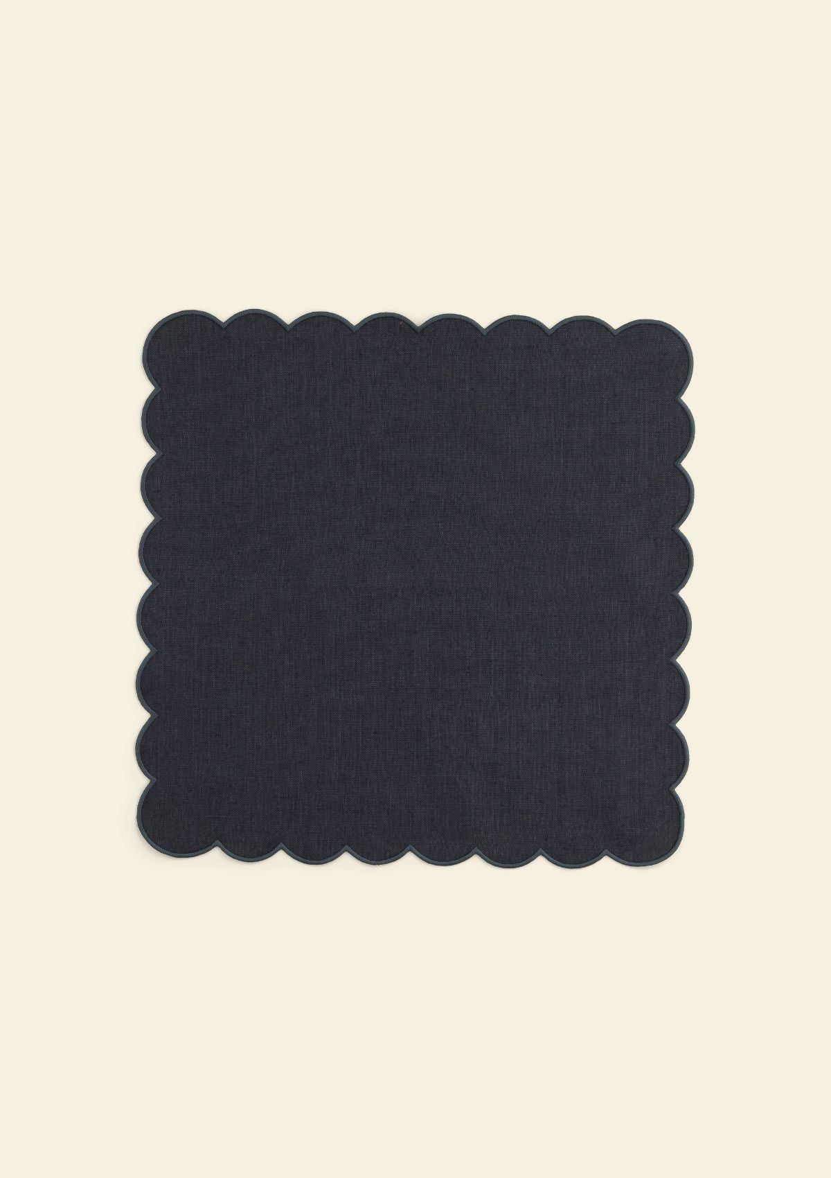 Slate blue scalloped linen napkins (set of 2)