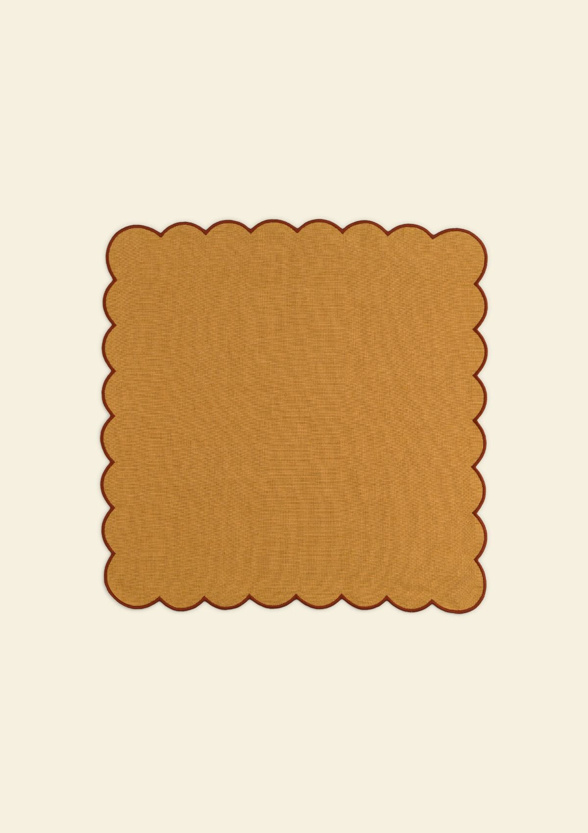Yellow ocher & red ocher scalloped linen napkins (set of 2)