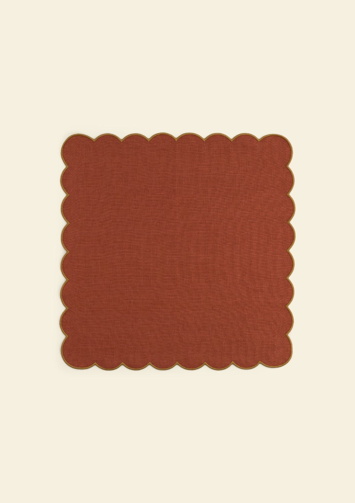 Red ocher & yellow ocher scalloped linen napkins (set of 2)