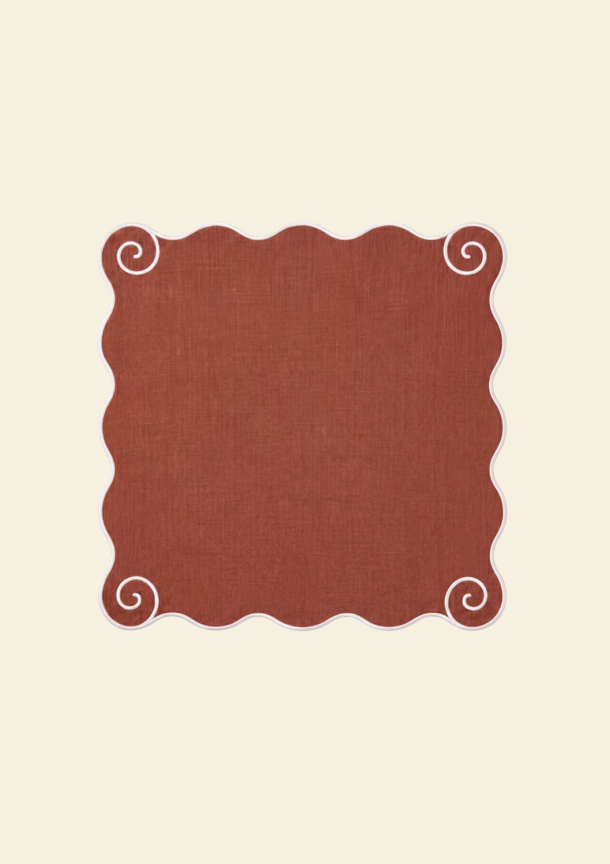 Volute Tomette & White Linen Napkin