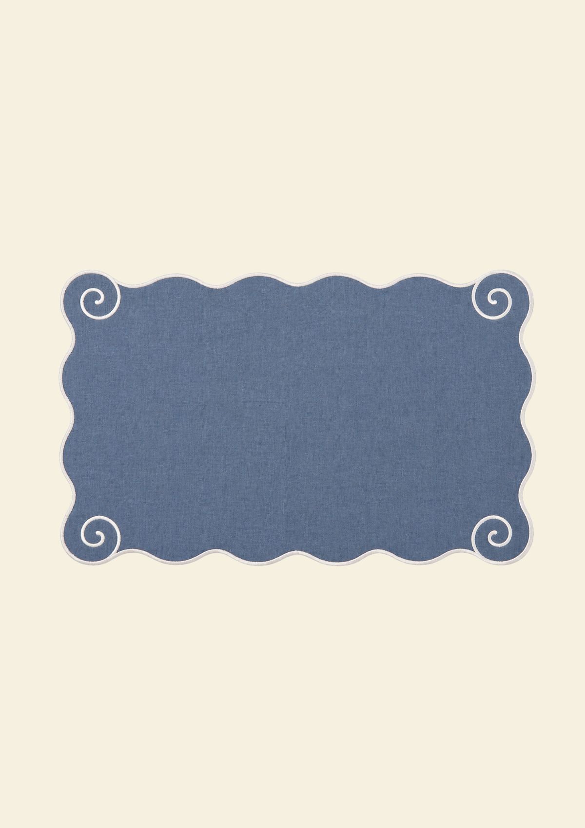 Volute Blue & White Linen Placemat