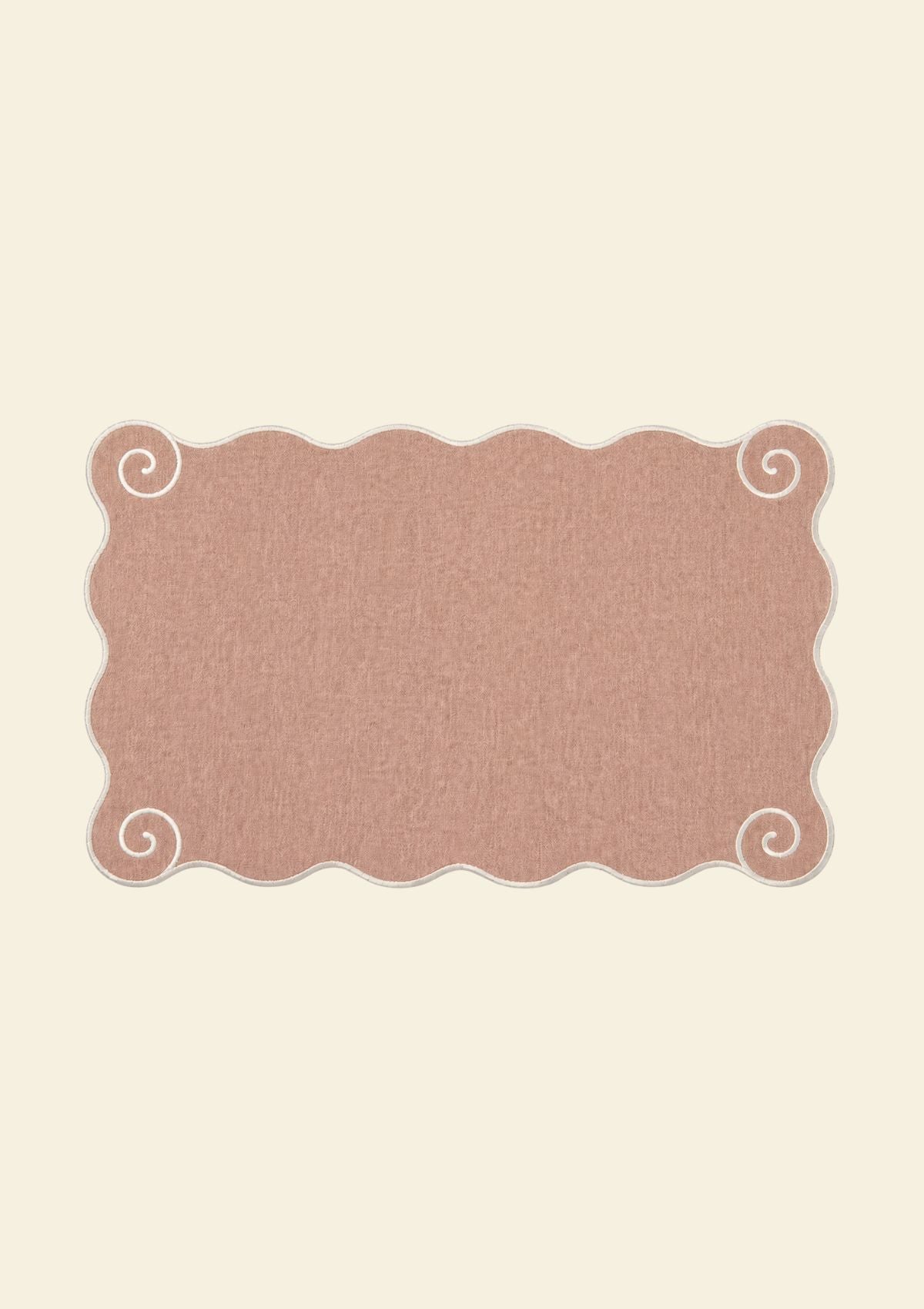 The Volute placemat in Powder Pink & White linen