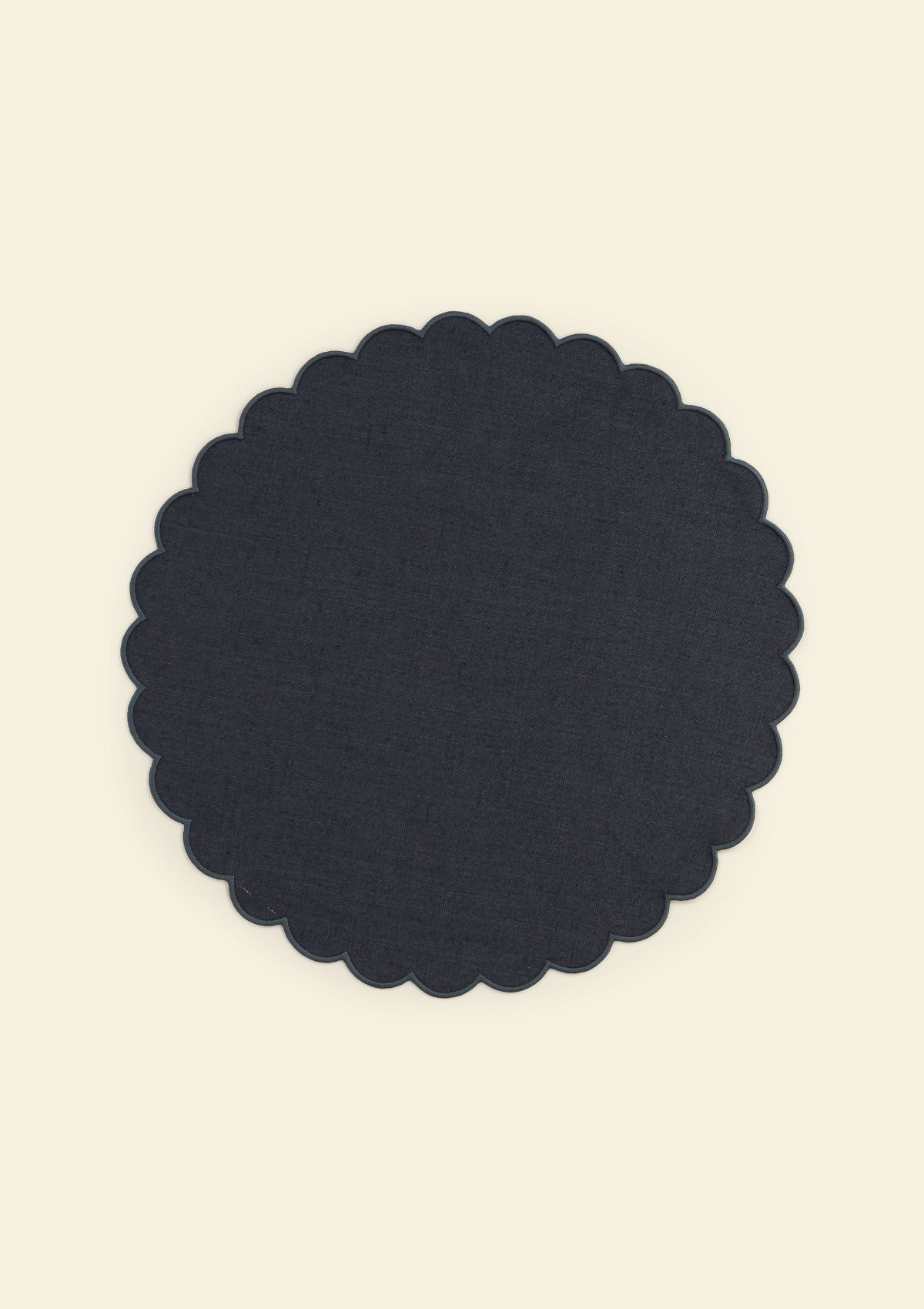 Le set de table rond Festons en lin Bleu ardoise