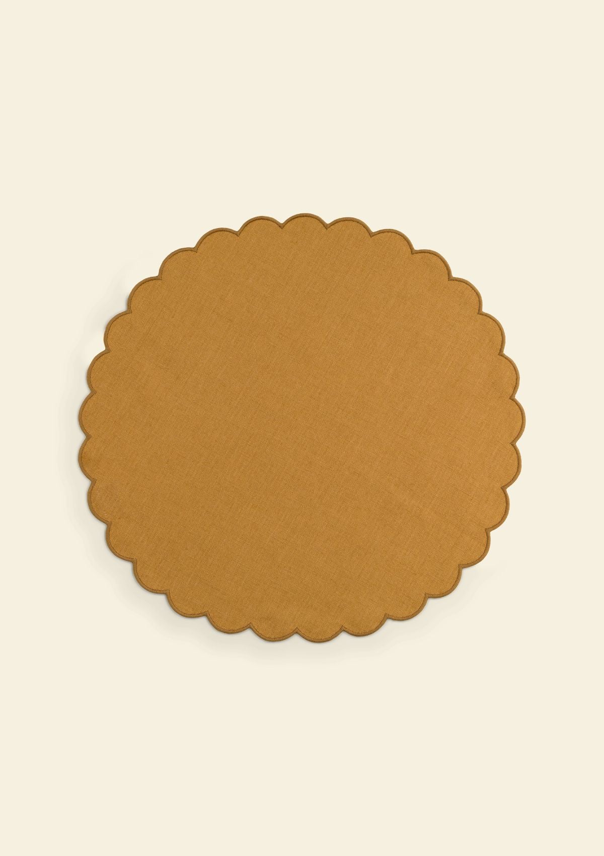Le set de table rond Festons en lin Ocre jaune