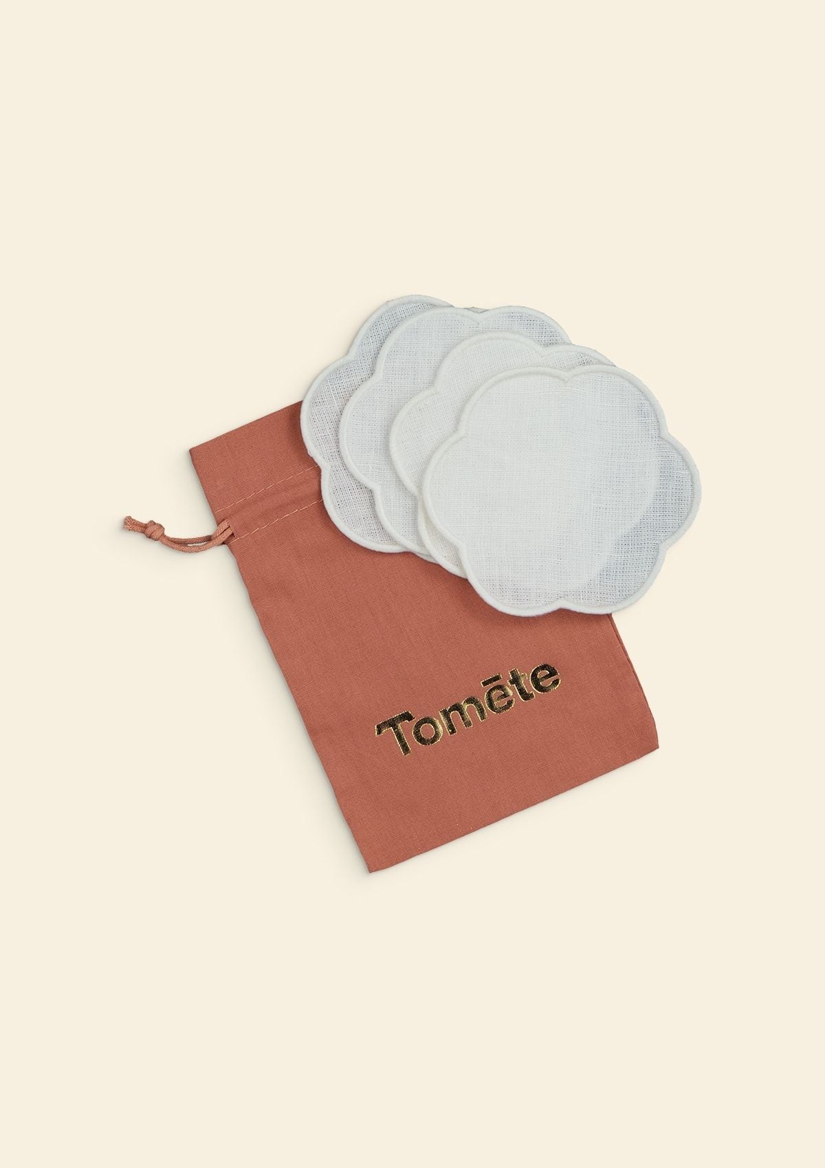 White scalloped linen coasters (set of 4)