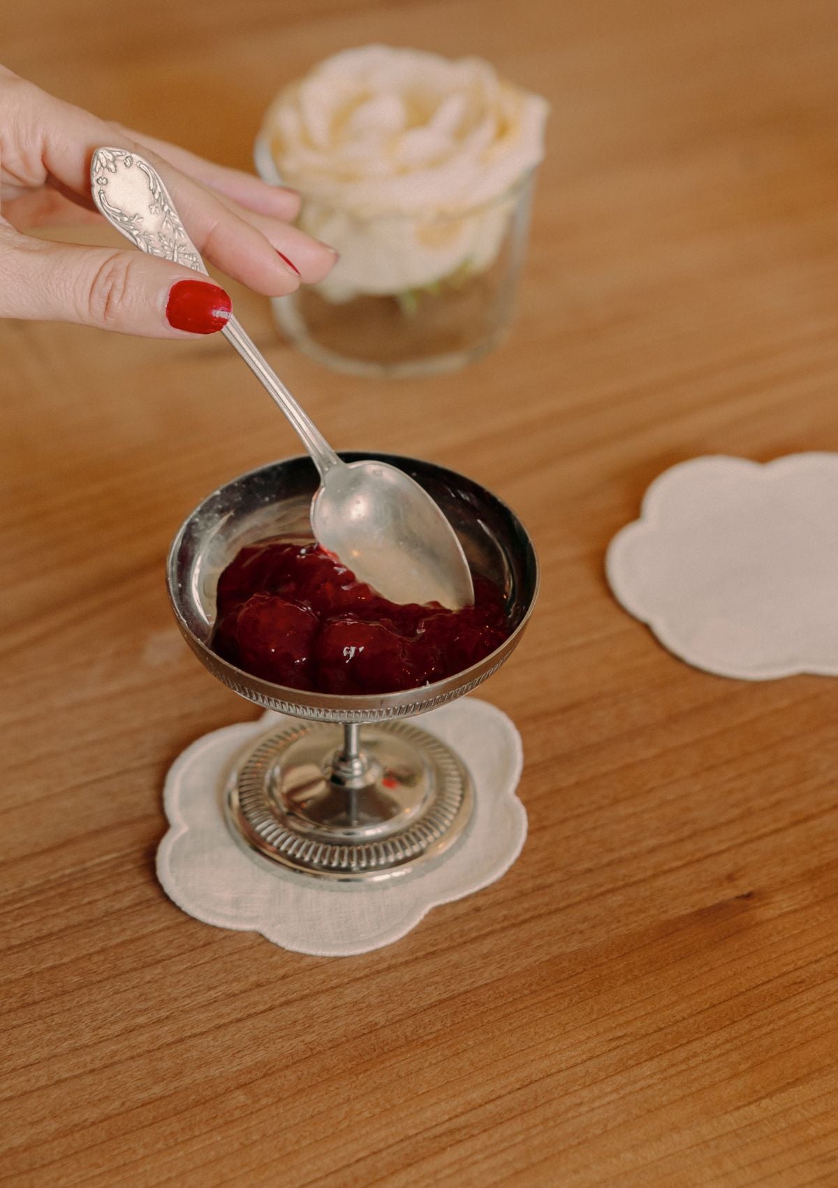 Les dessous de verre festonnés en lin Blanc (lot de 4)