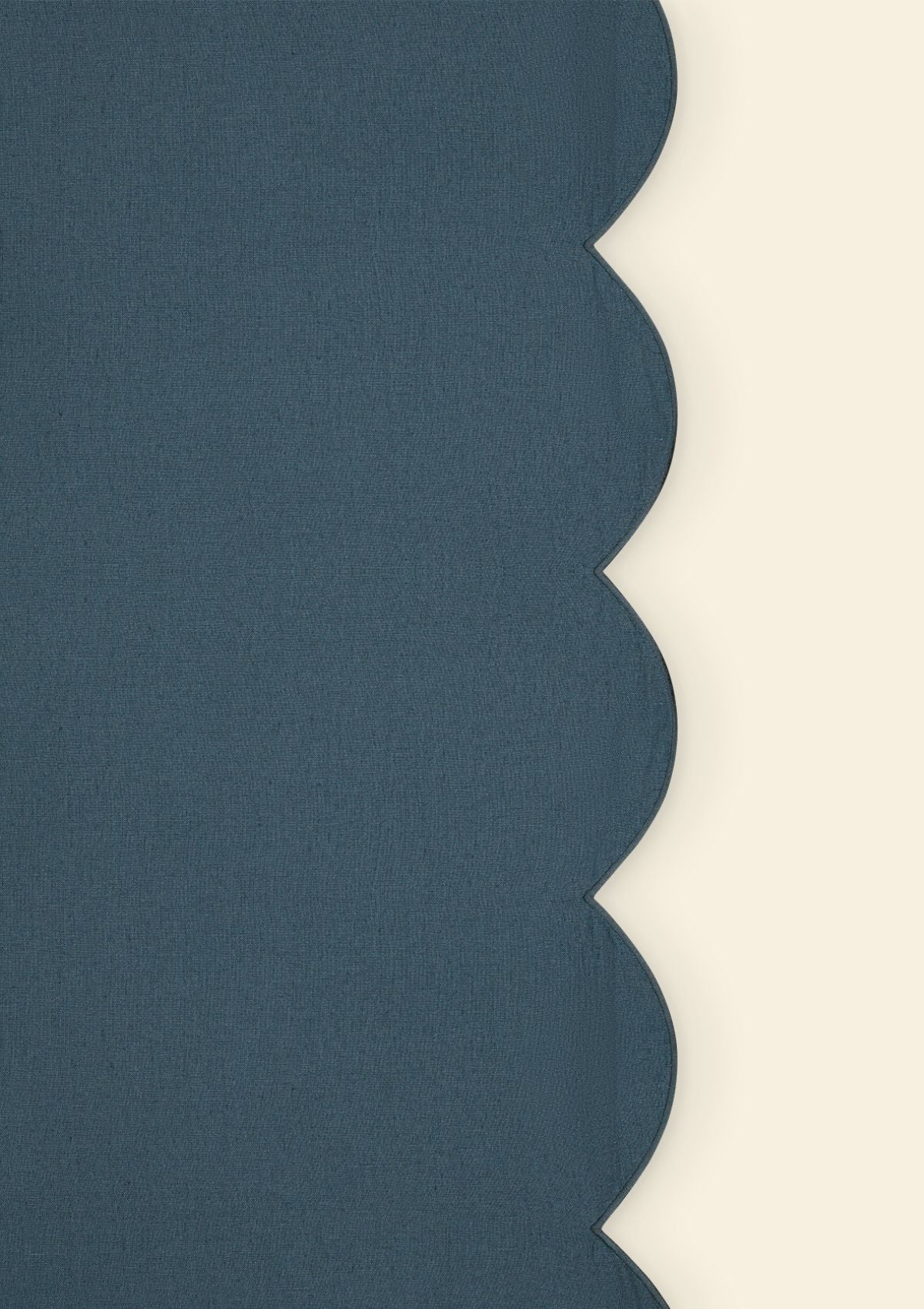 The Peacock Blue Scalloped Linen Tablecloth