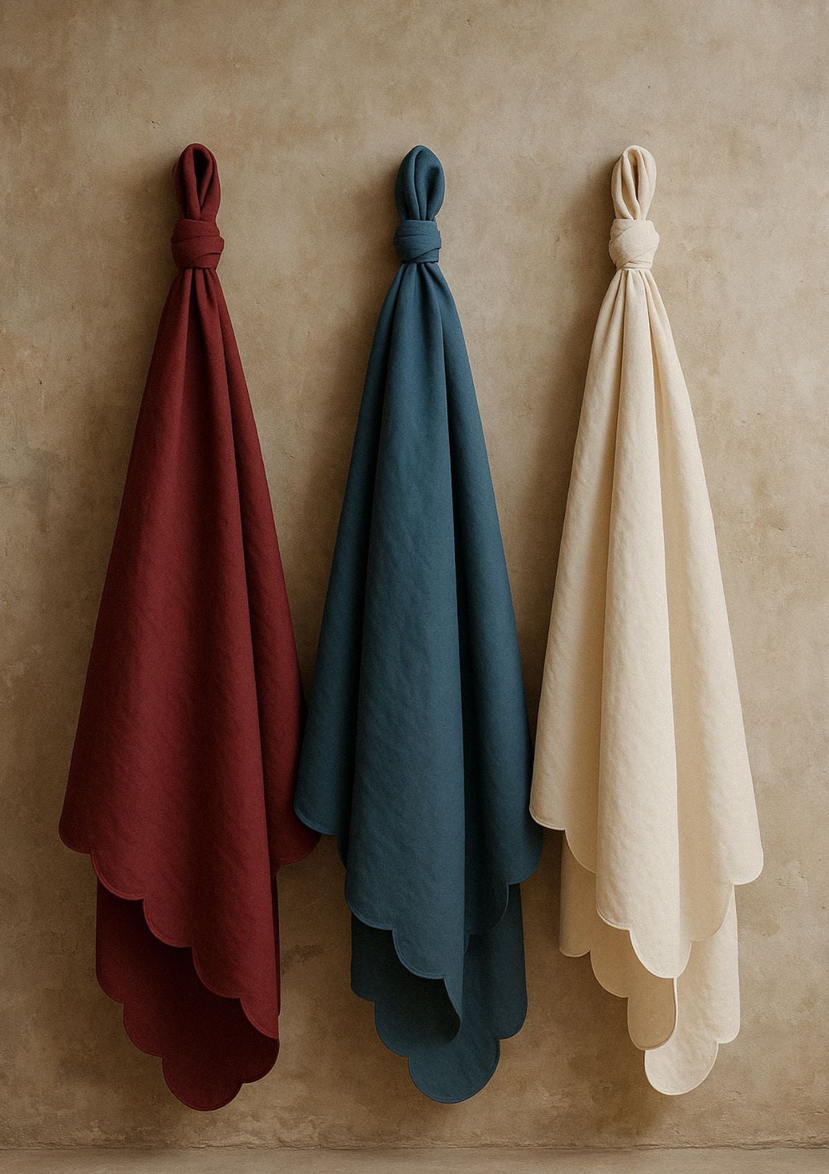 The Bordeaux scalloped linen tablecloth