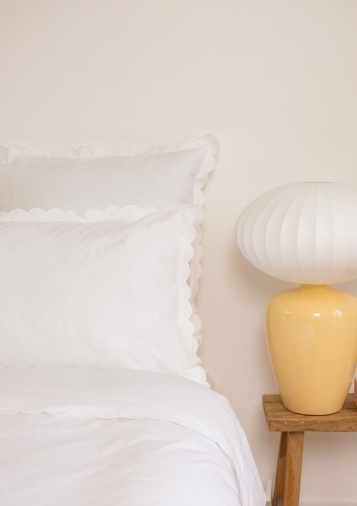 White Cotton Percale Scalloped Pillowcases (Set of 2)