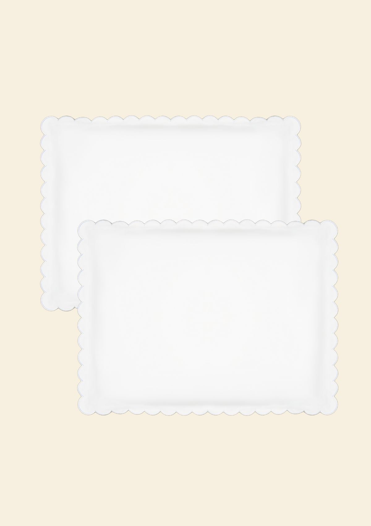 Les taies d'oreiller festonnées en percale de coton blanc (lot de 2)