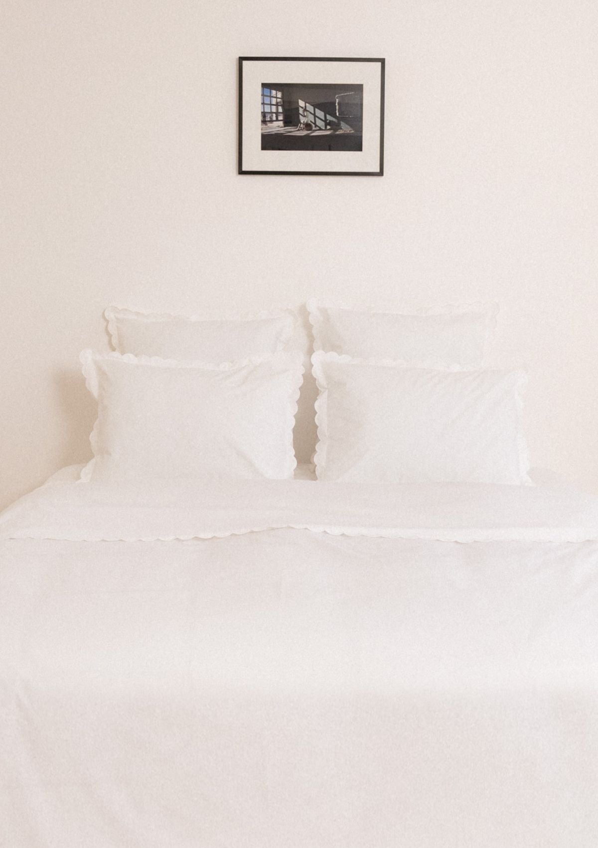 Les taies d'oreiller festonnées en percale de coton blanc (lot de 2)