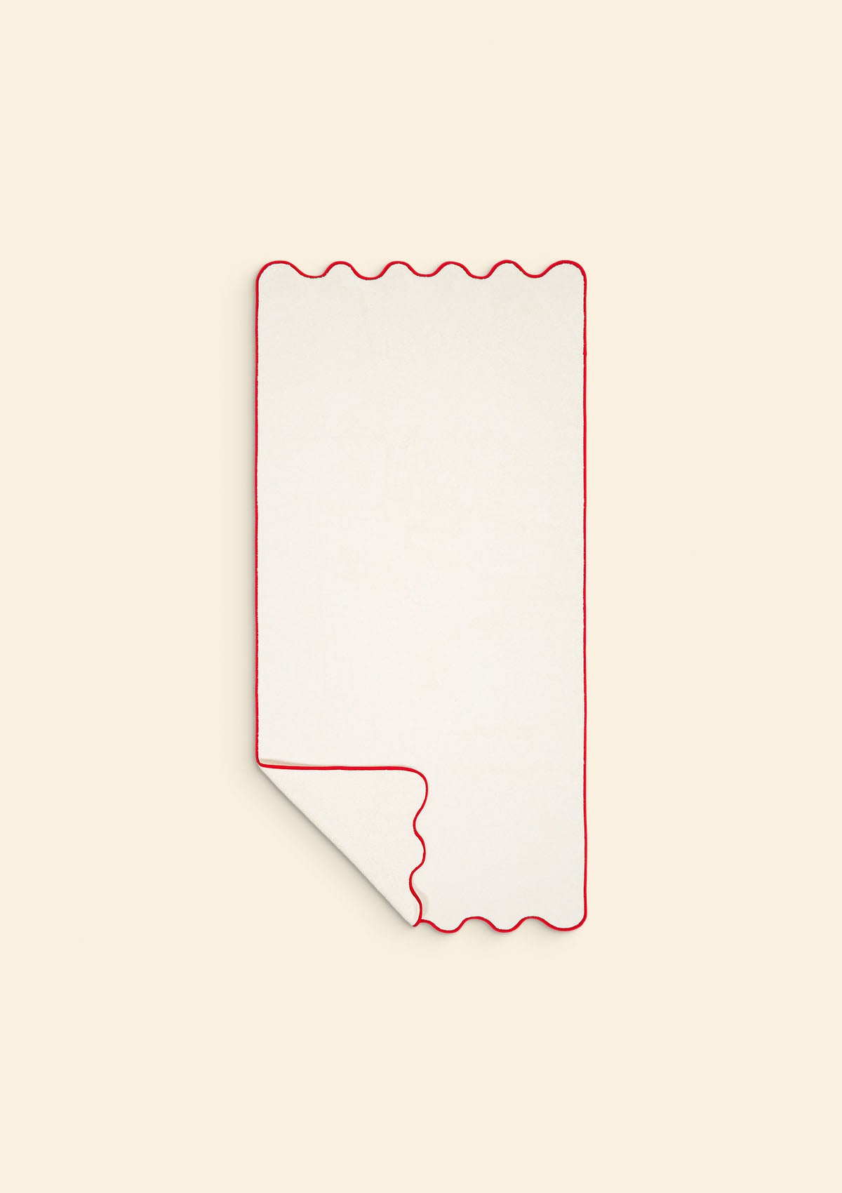 The ivory & burgundy cotton wavy bath towel