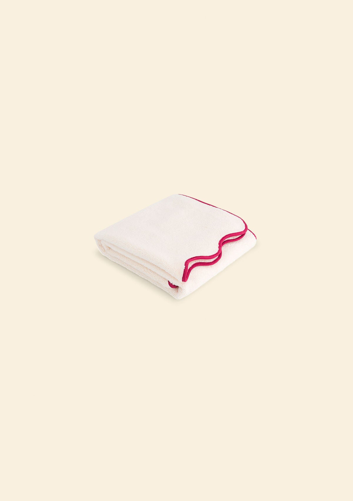 The ivory & burgundy cotton wavy bath towel