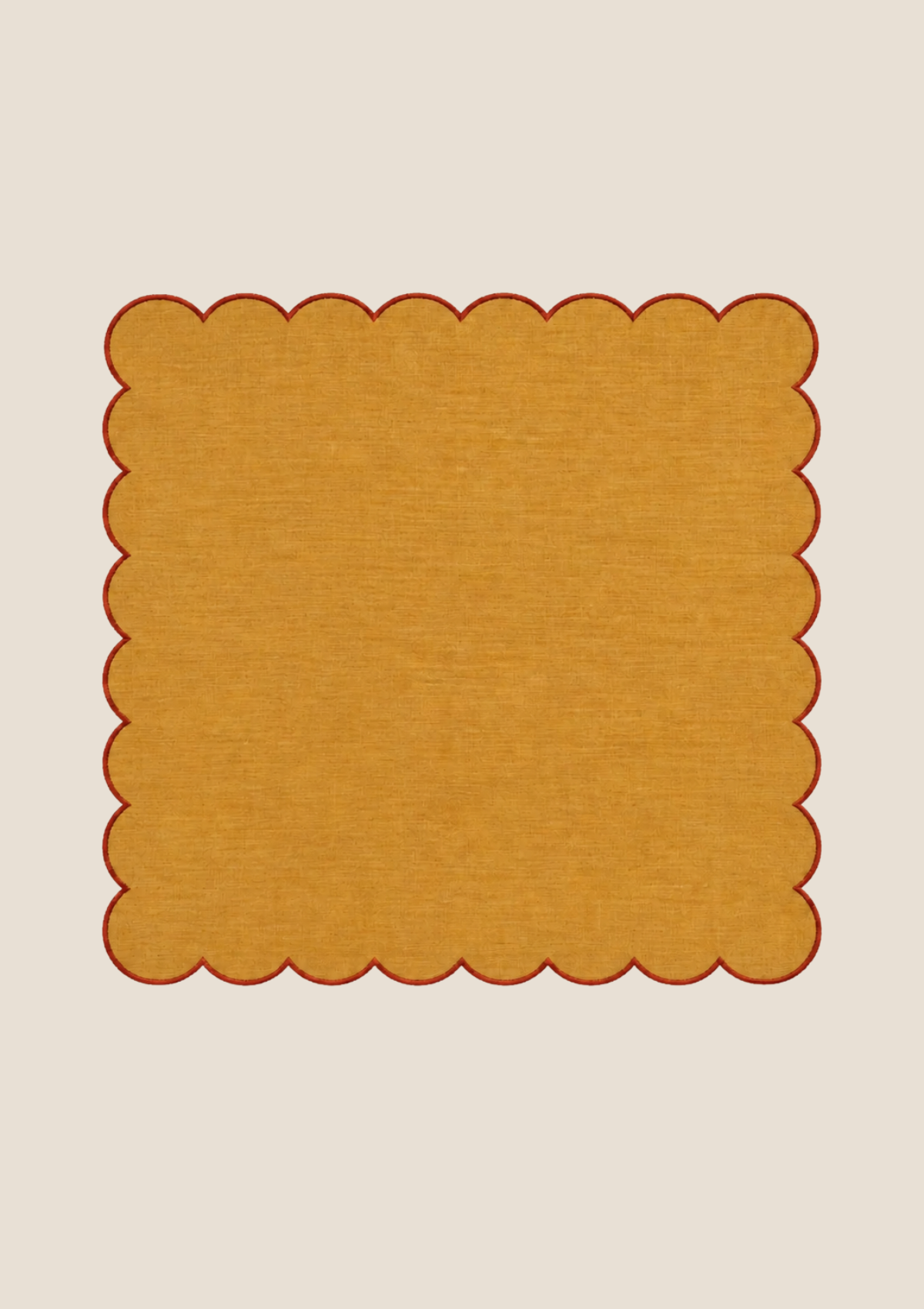 Yellow ocher & red ocher scalloped linen napkin