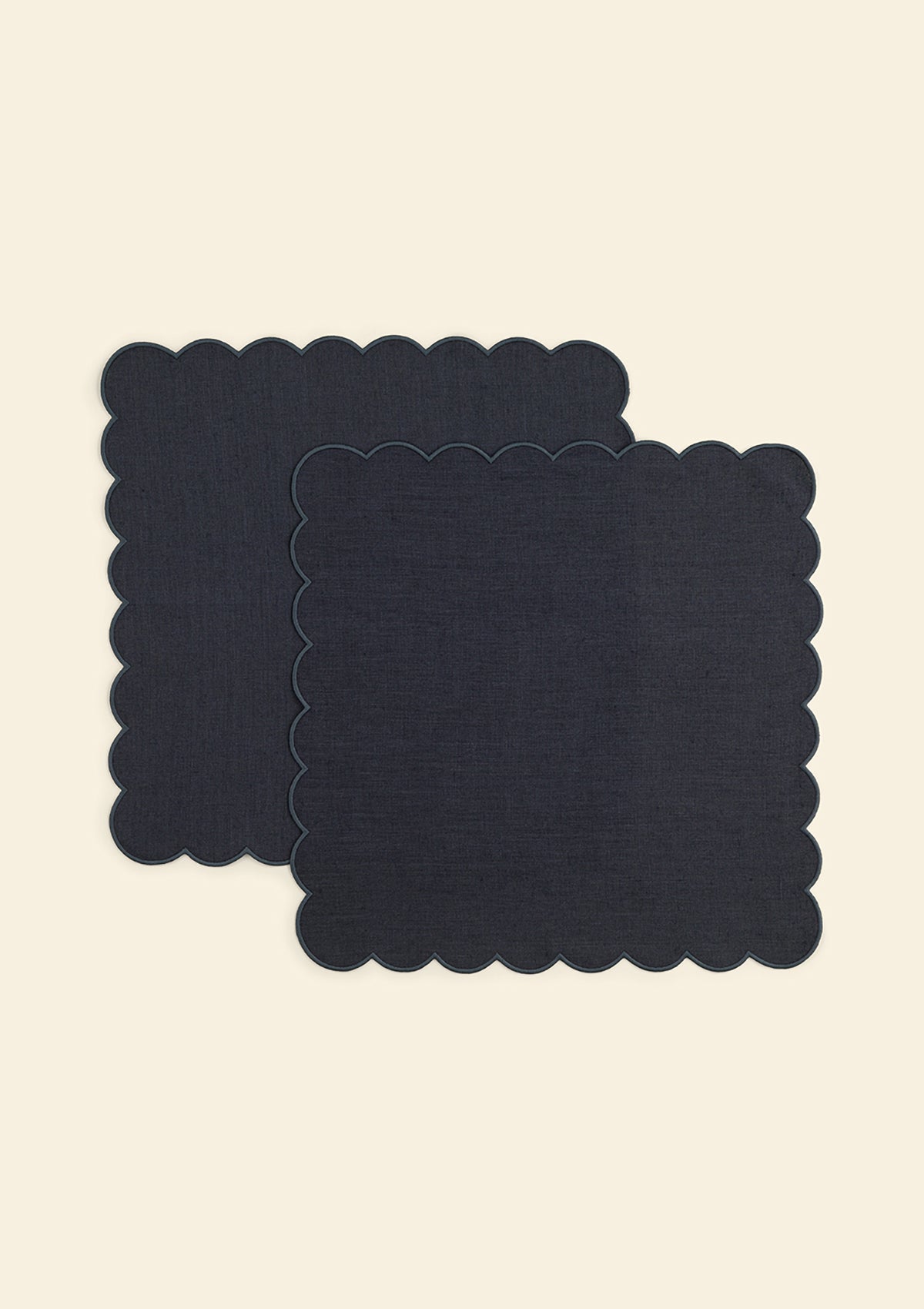 Les serviettes de table festonnées en lin Bleu ardoise (lot de 2)