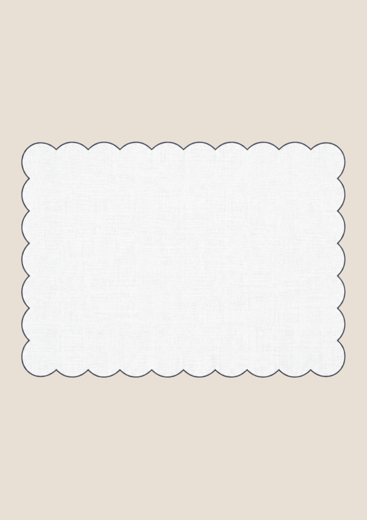 Le set de table rectangulaire Festons en lin Blanc & Vert forêt