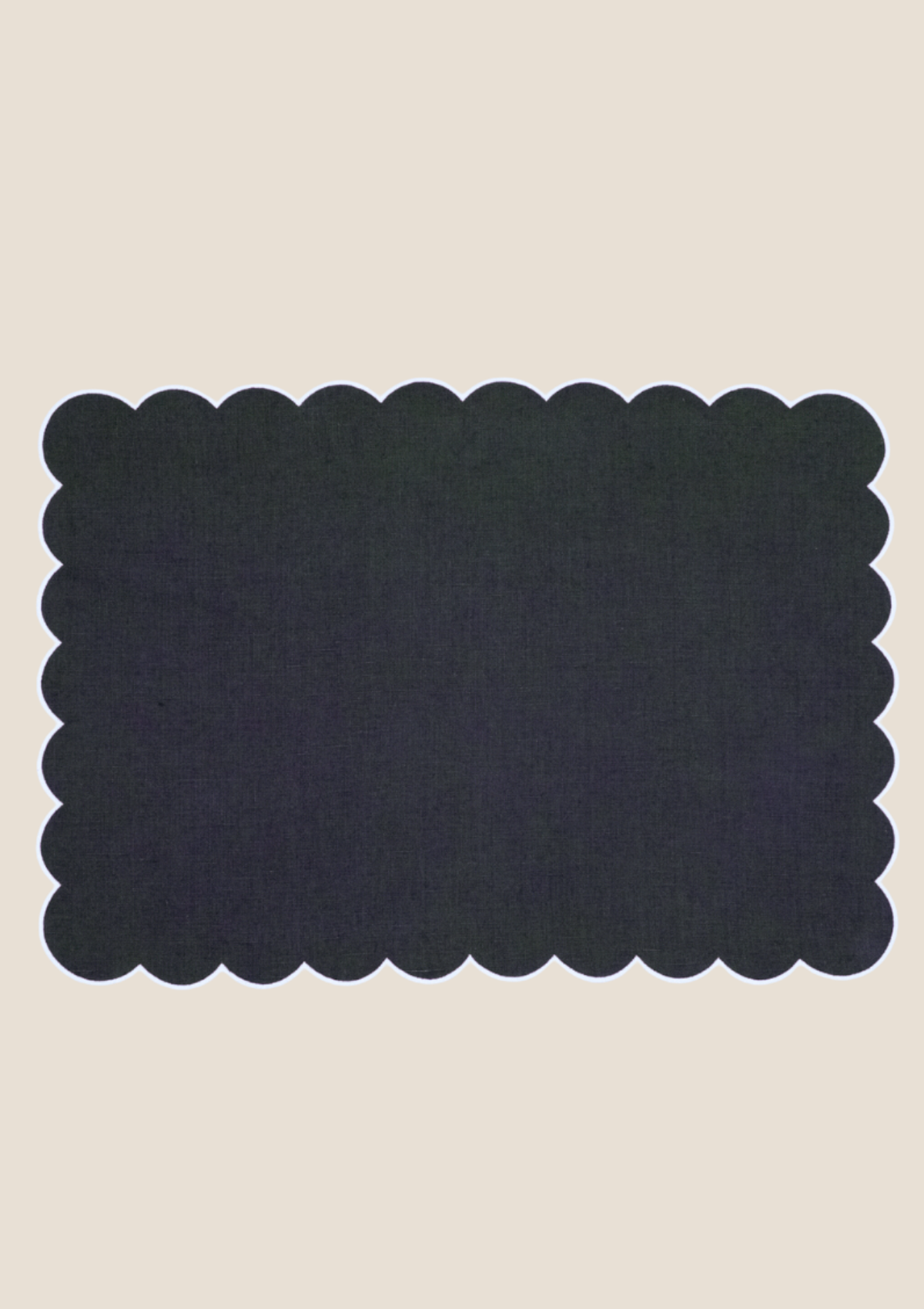 Le set de table rectangulaire Festons en lin Bleu ardoise & Blanc