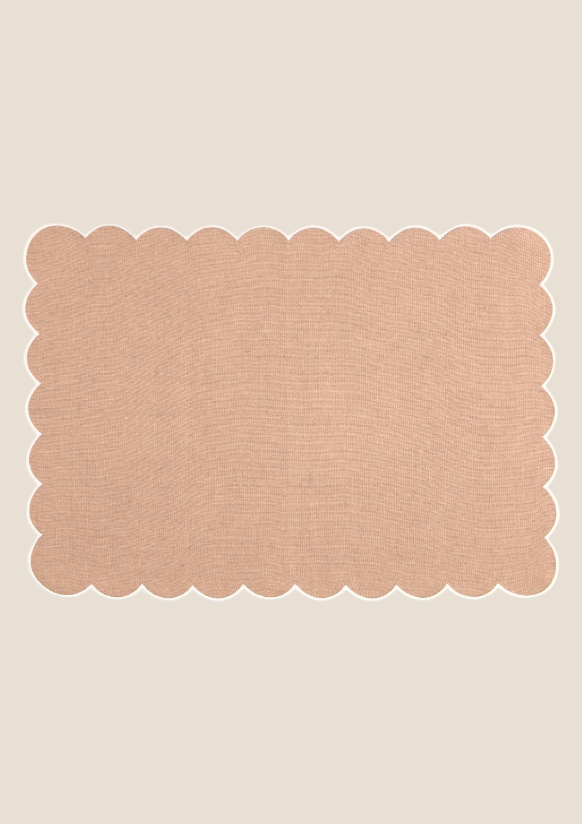 Le set de table rectangulaire Festons en lin Rose poudré & Blanc