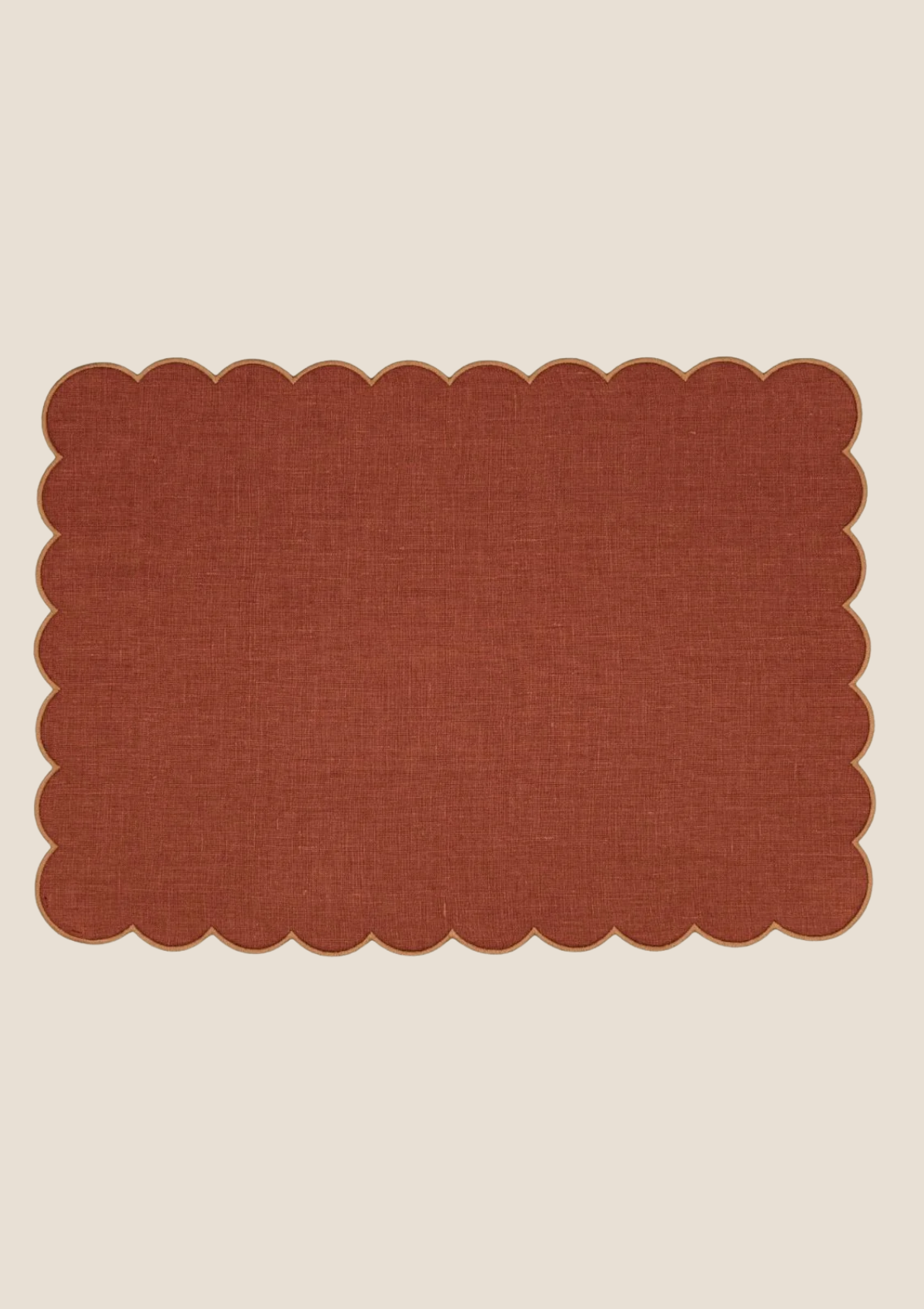 Le set de table rectangulaire Festons en lin Tomette & Ocre jaune