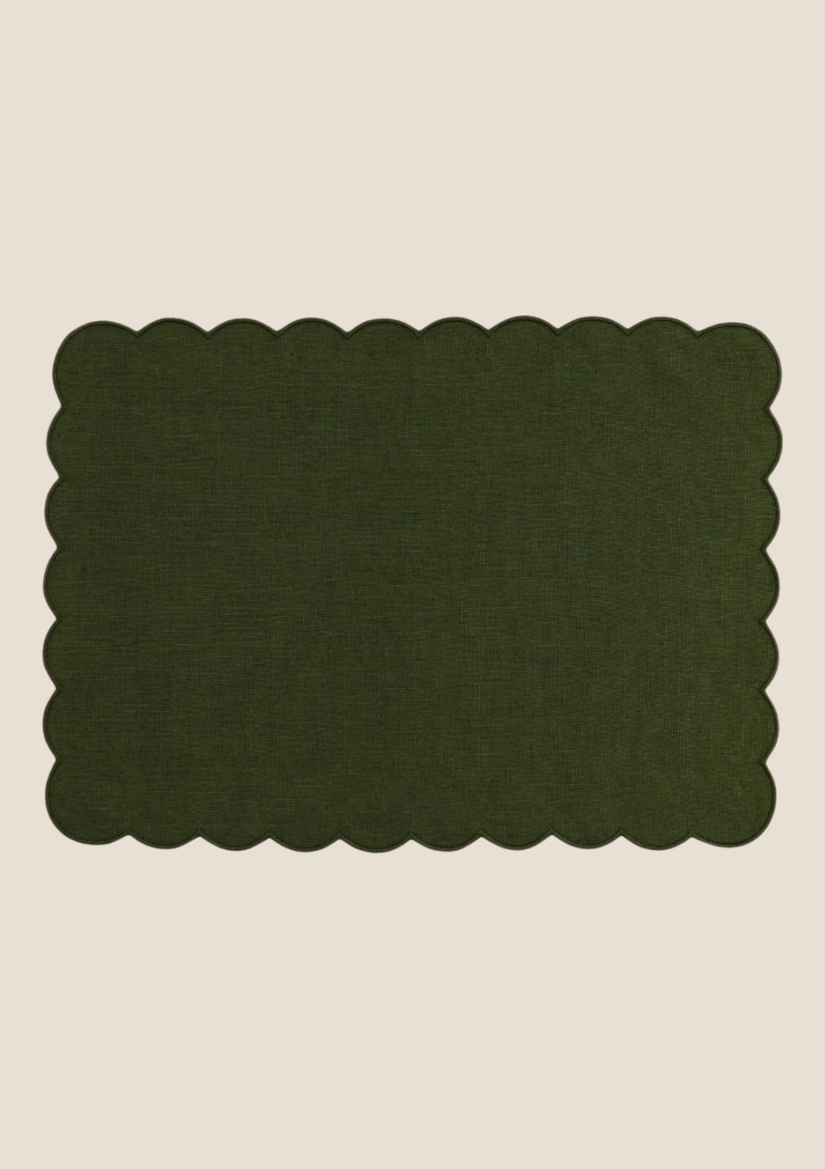 Forest green scalloped rectangular placemat