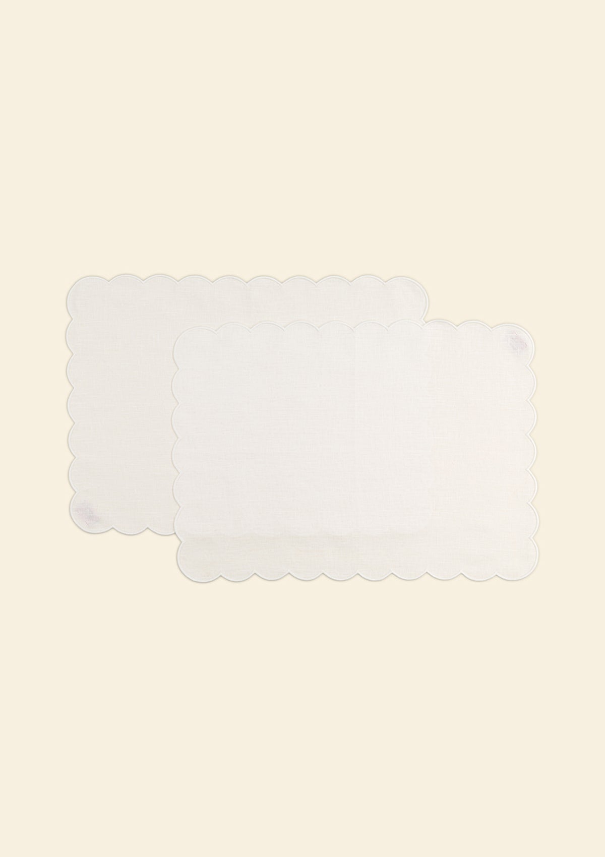 Les sets de table rectangulaires festonnés en lin Blanc (lot de 2)