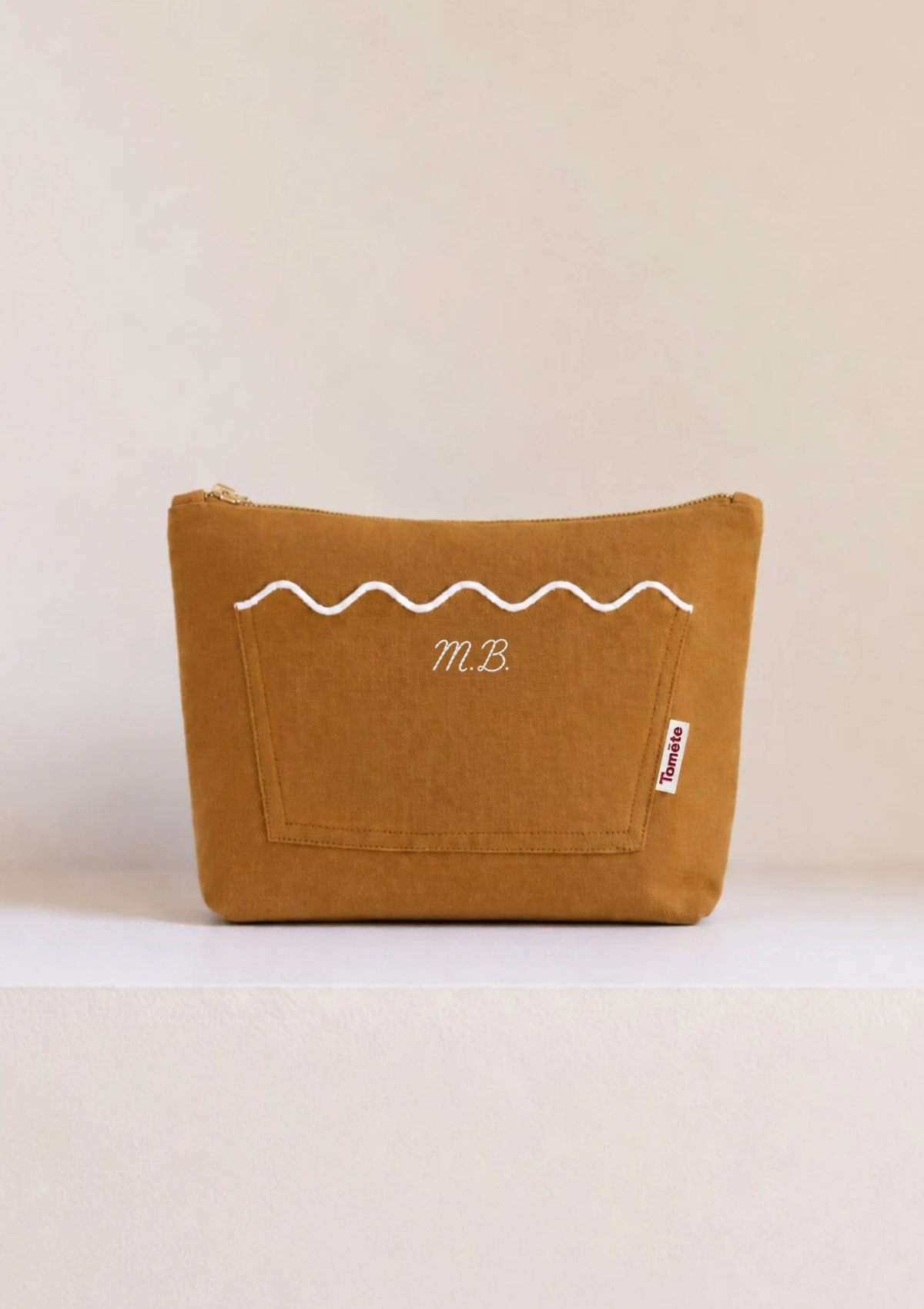 La pochette Ondes Ocre jaune & Blanc