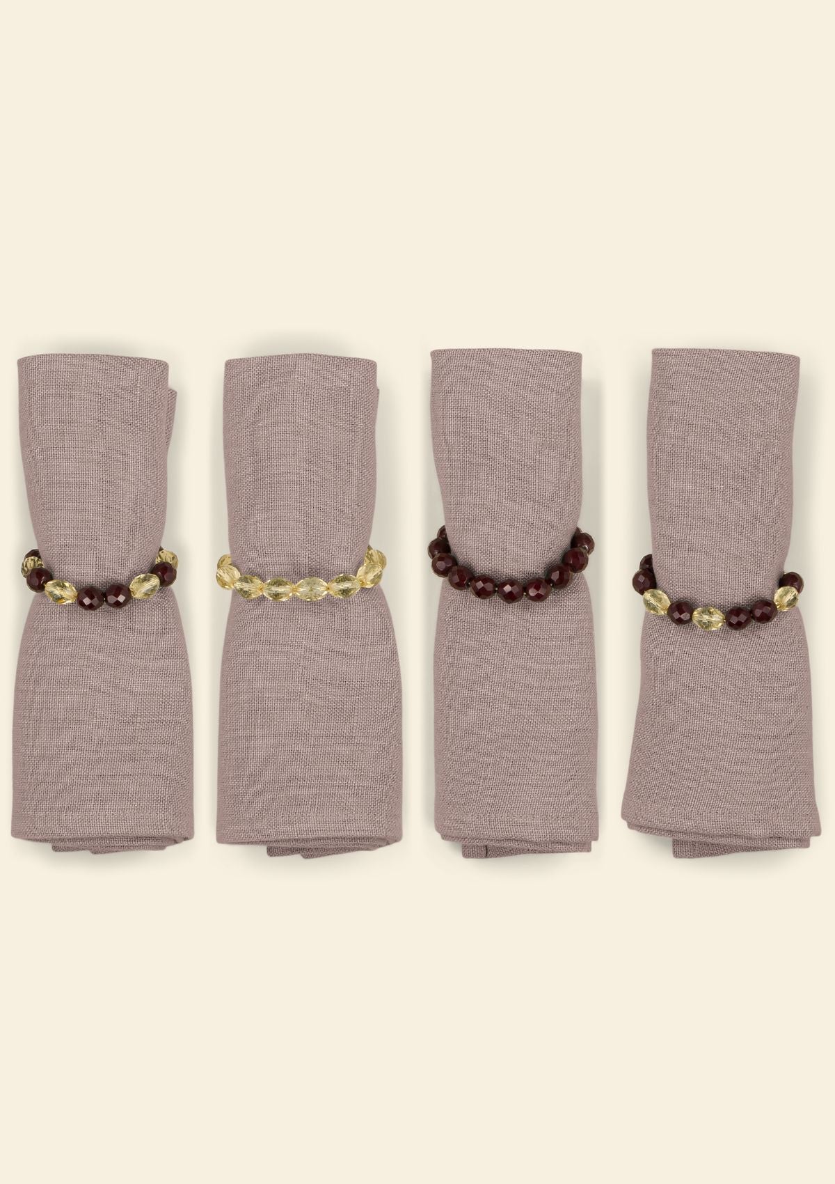 Les ronds de serviette bijoux perles Rubis & Jonquille