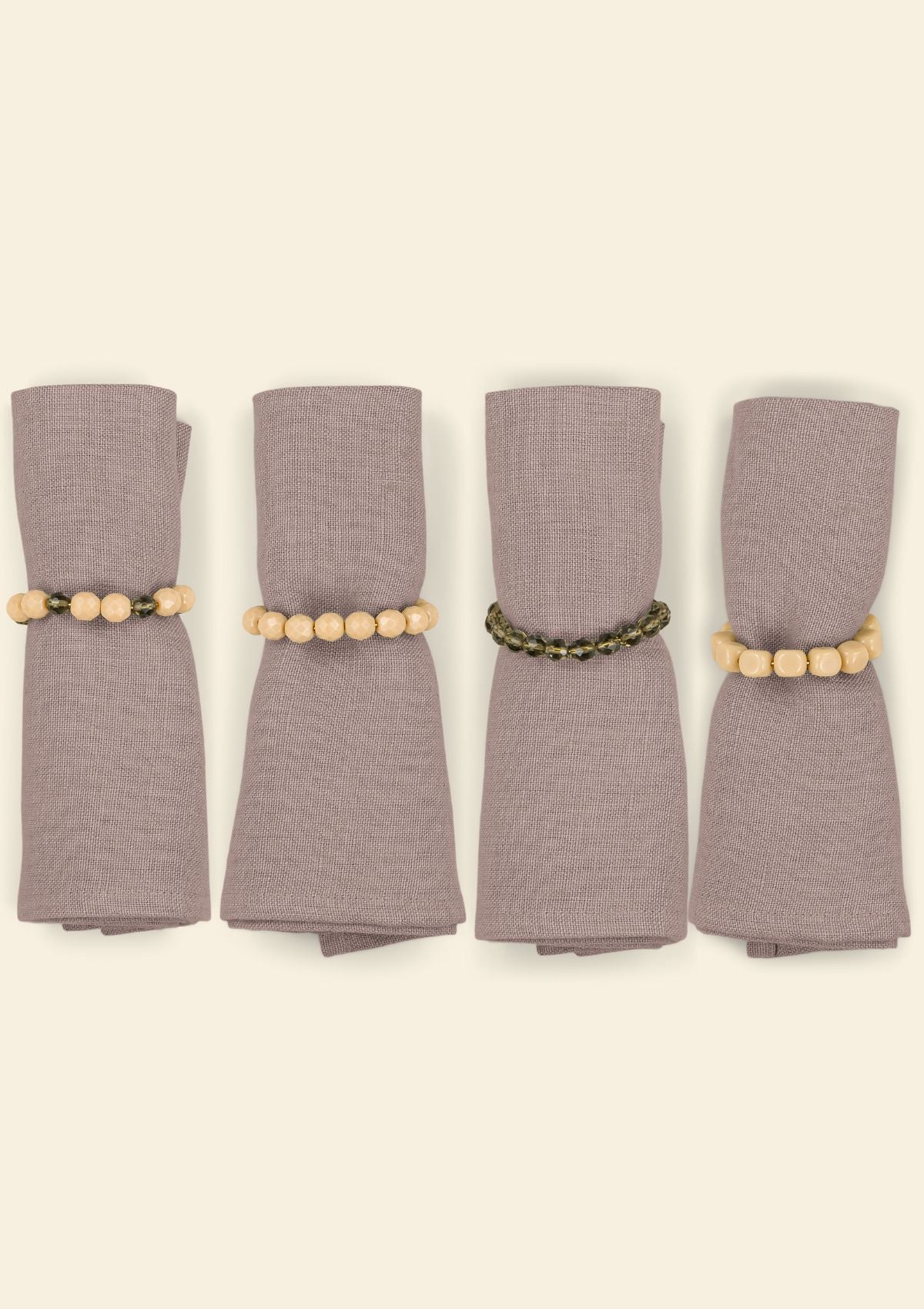 Les ronds de serviette bijoux perles Ivoire & Vert gris