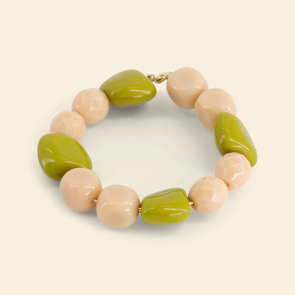 Les ronds de serviette bijoux perles Ivoire & Vert pomme