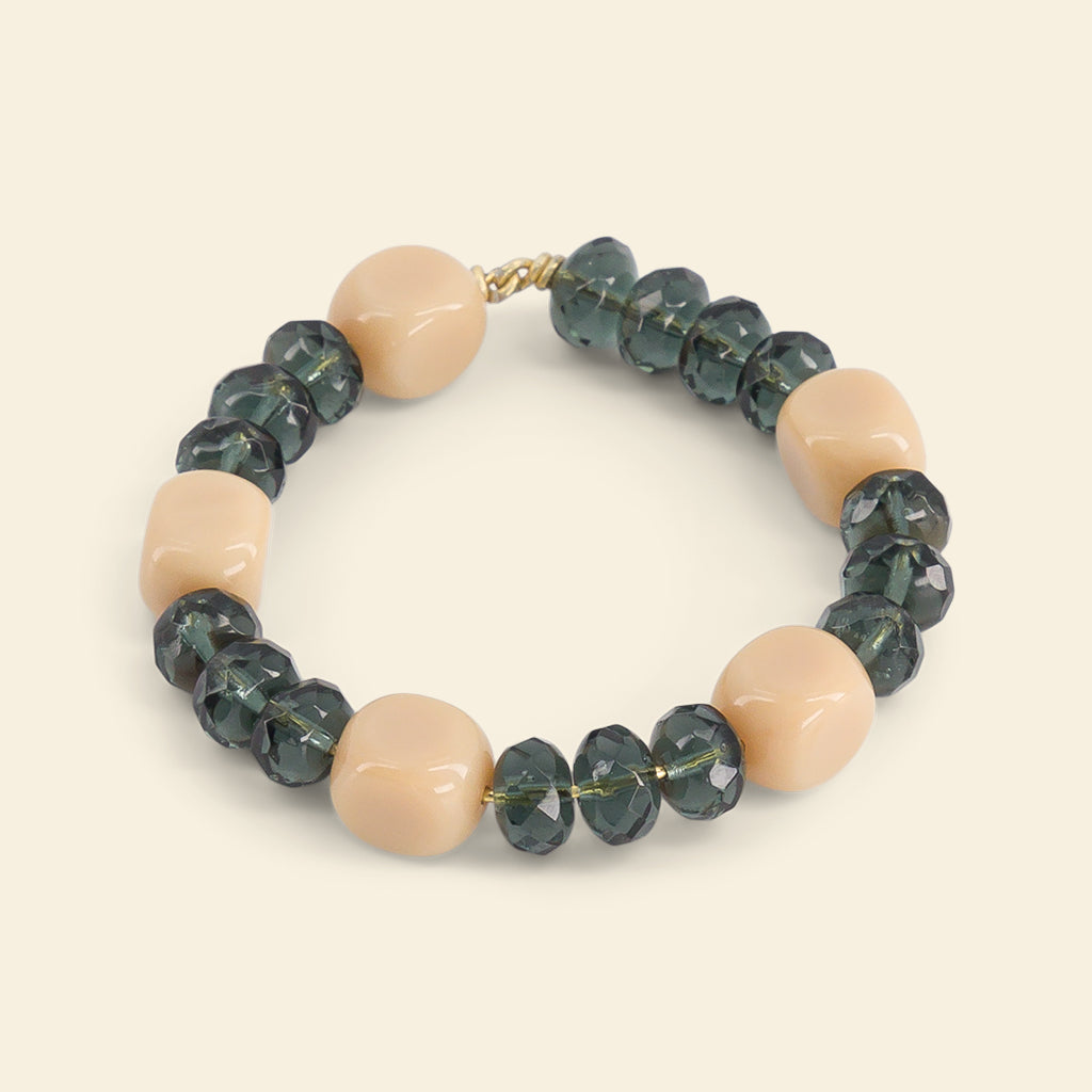 Les ronds de serviette bijoux perles Ivoire & Bleu