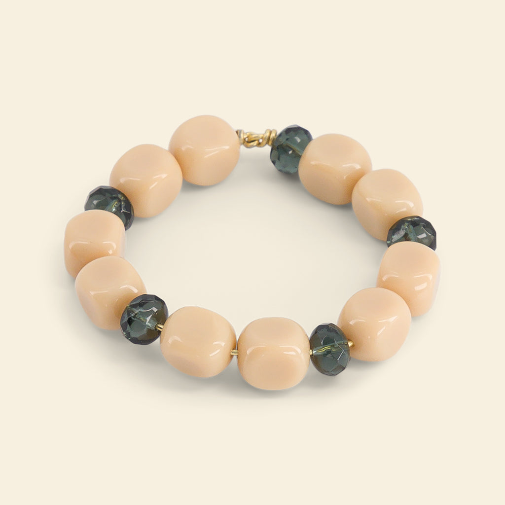 Les ronds de serviette bijoux perles Ivoire & Bleu