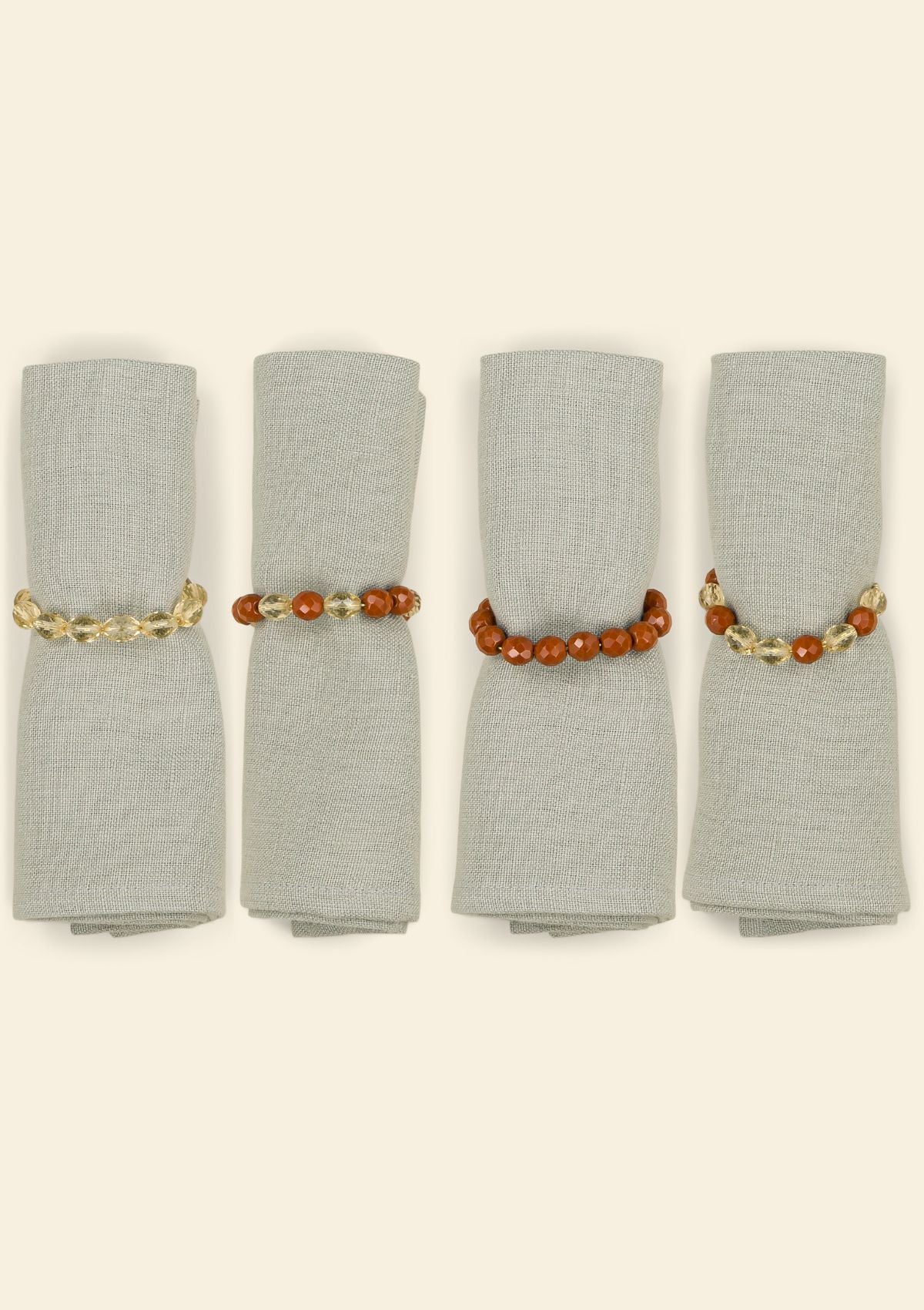 Les ronds de serviette bijoux perles Ocre & Jonquille