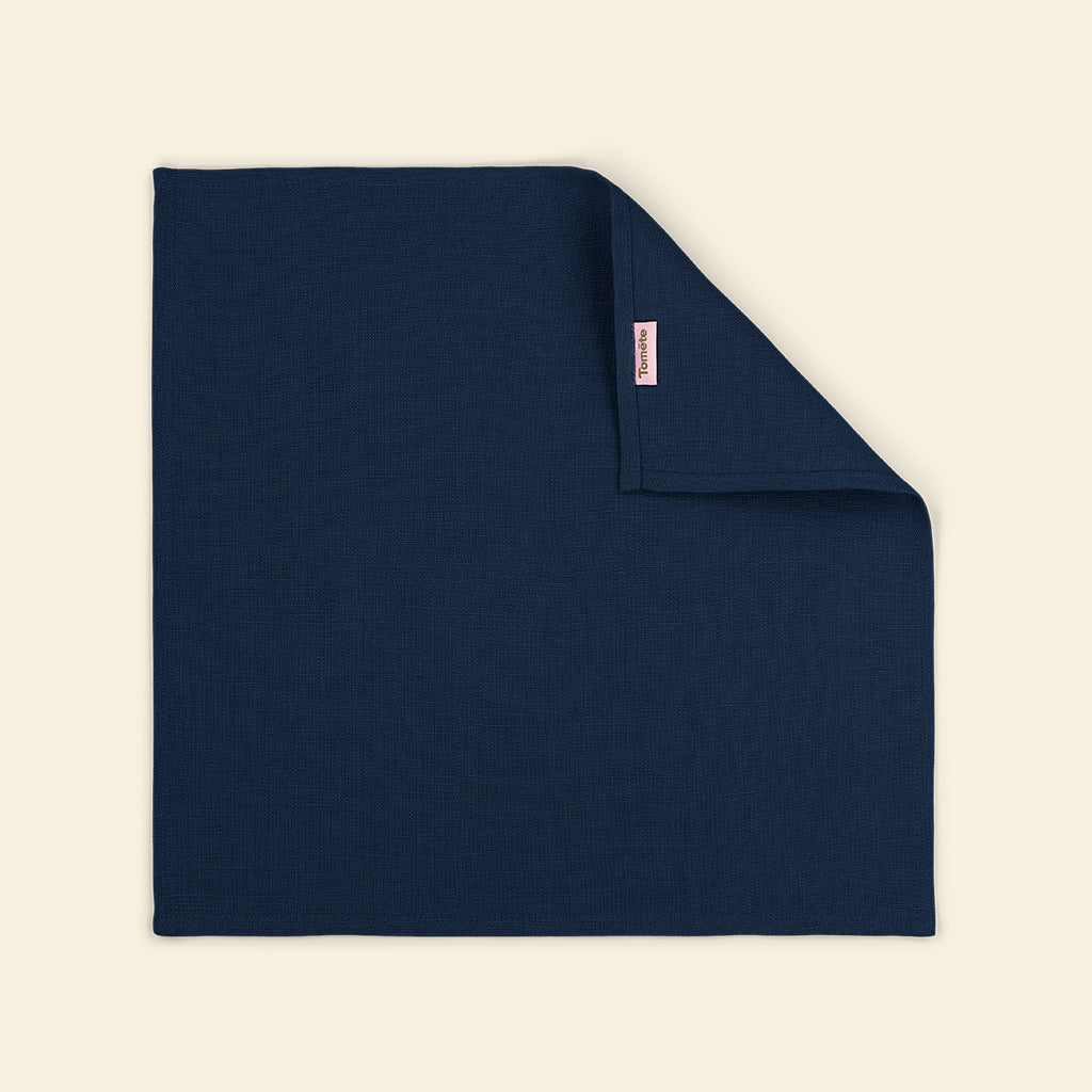 La serviette de table en lin Bleu minéral