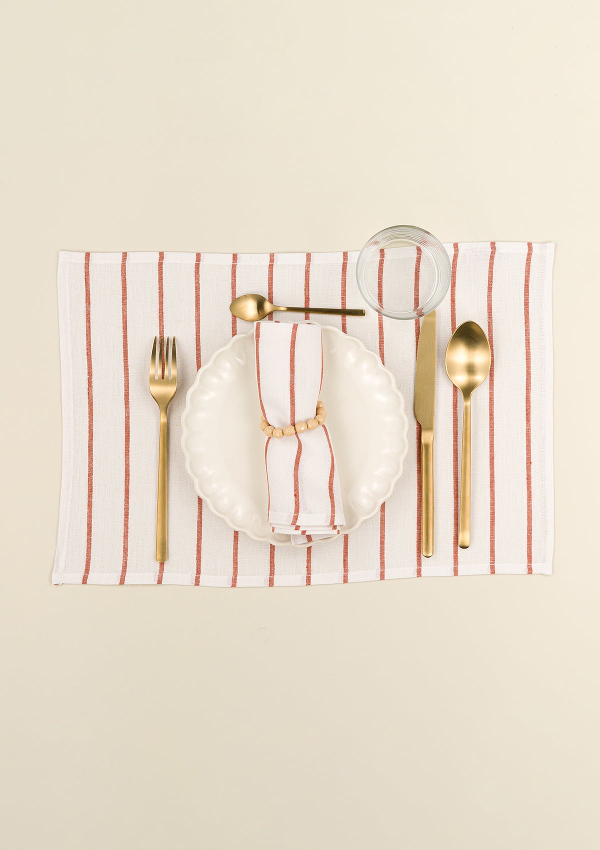 Serviettes de table en lin (lot de 2) rayures oranges & blanches