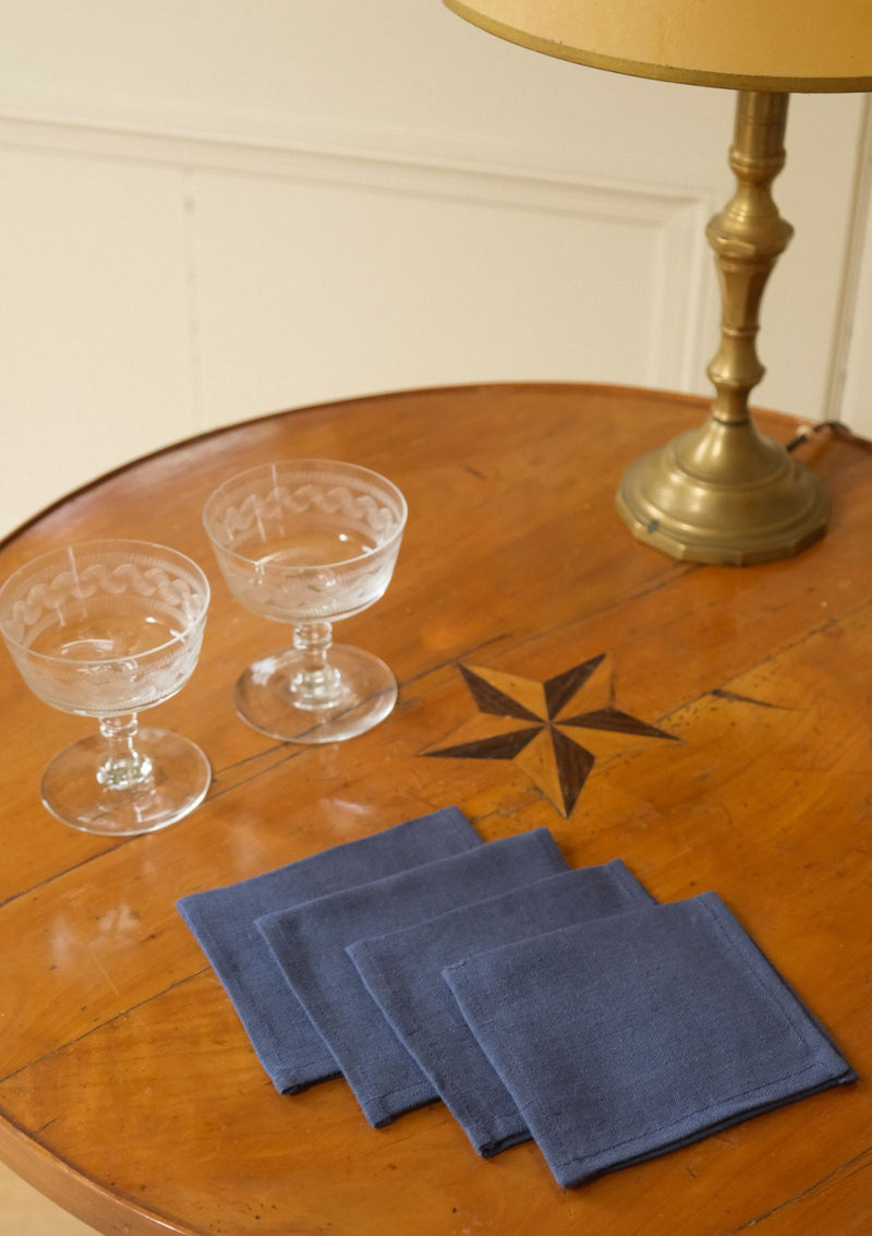 Les serviettes cocktail en lin Bleu minéral