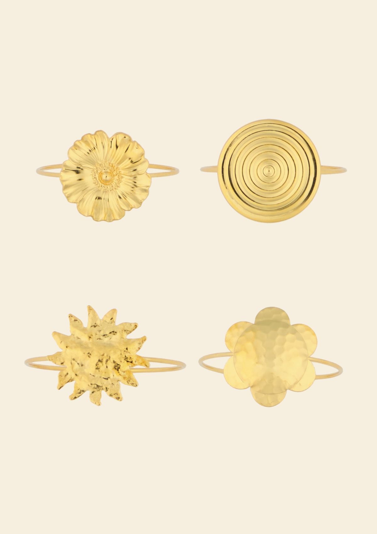 Gold jewelry napkin rings