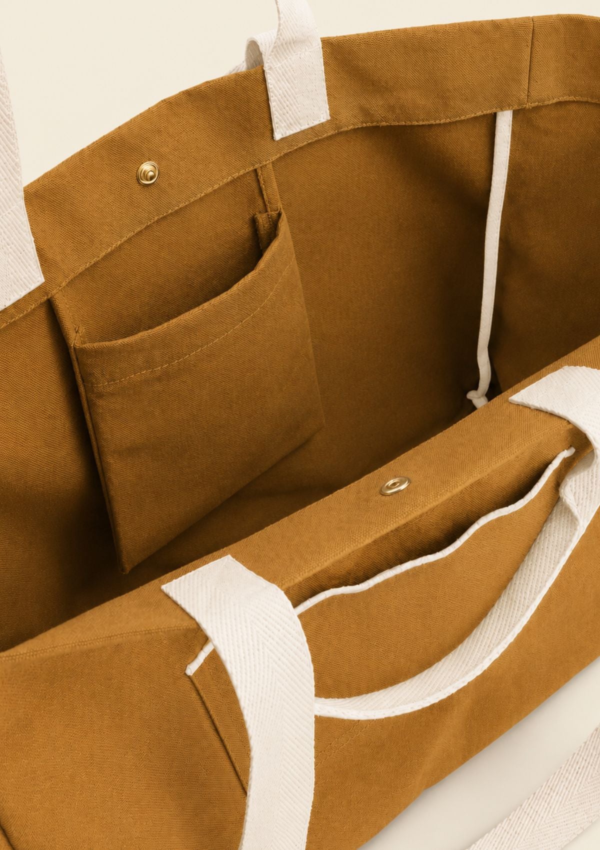Le cabas Ondes Ocre jaune & Blanc