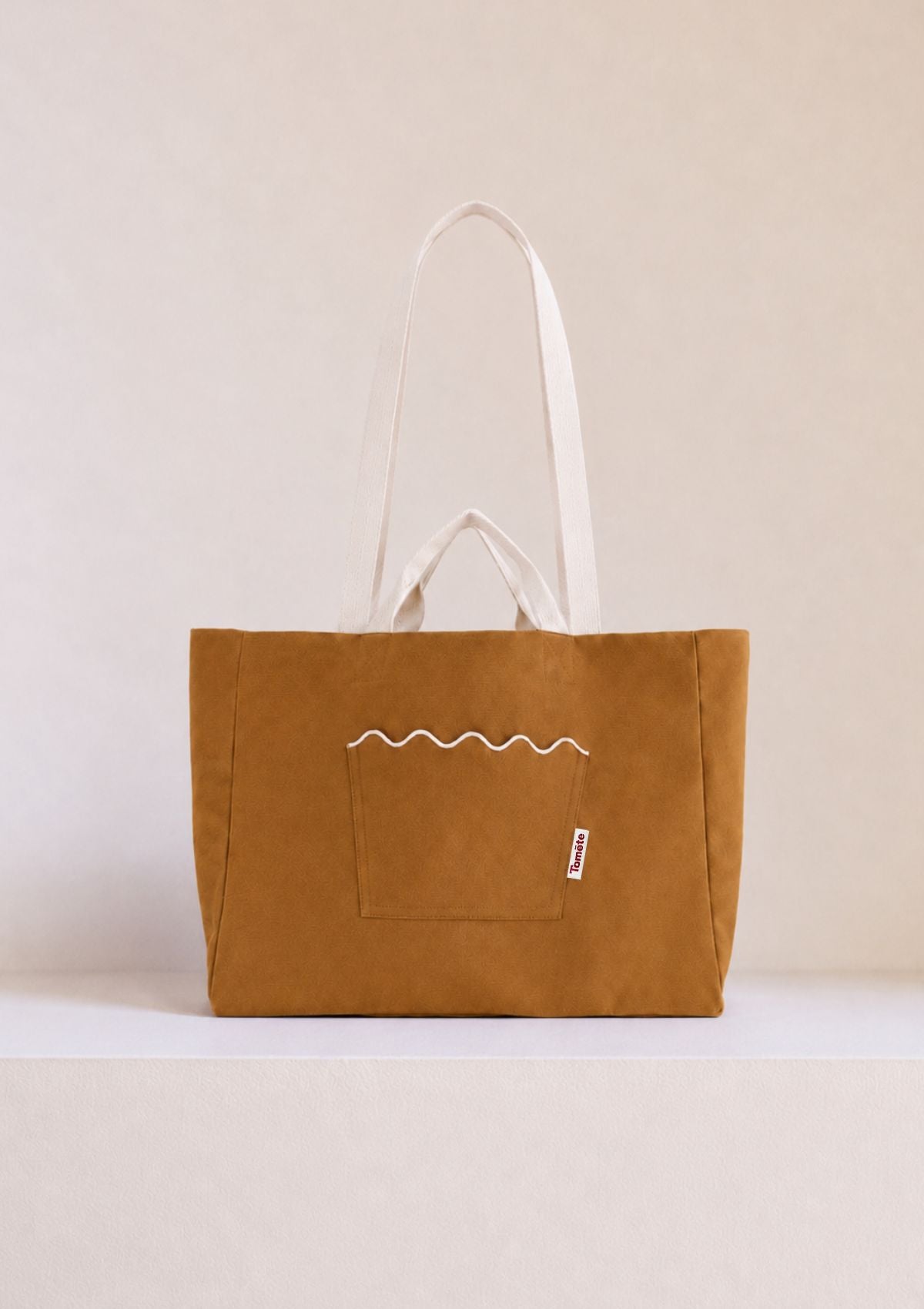 Le cabas Ondes Ocre jaune & Blanc