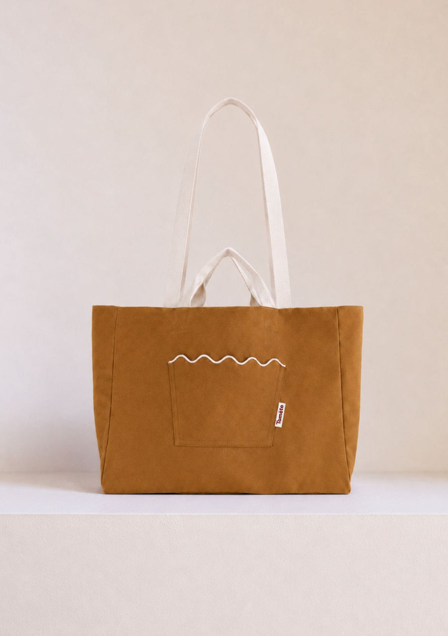 Le cabas Ondes Ocre jaune & Blanc