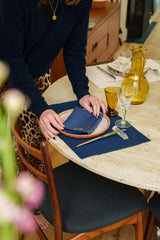 La serviette de table en lin Bleu minéral