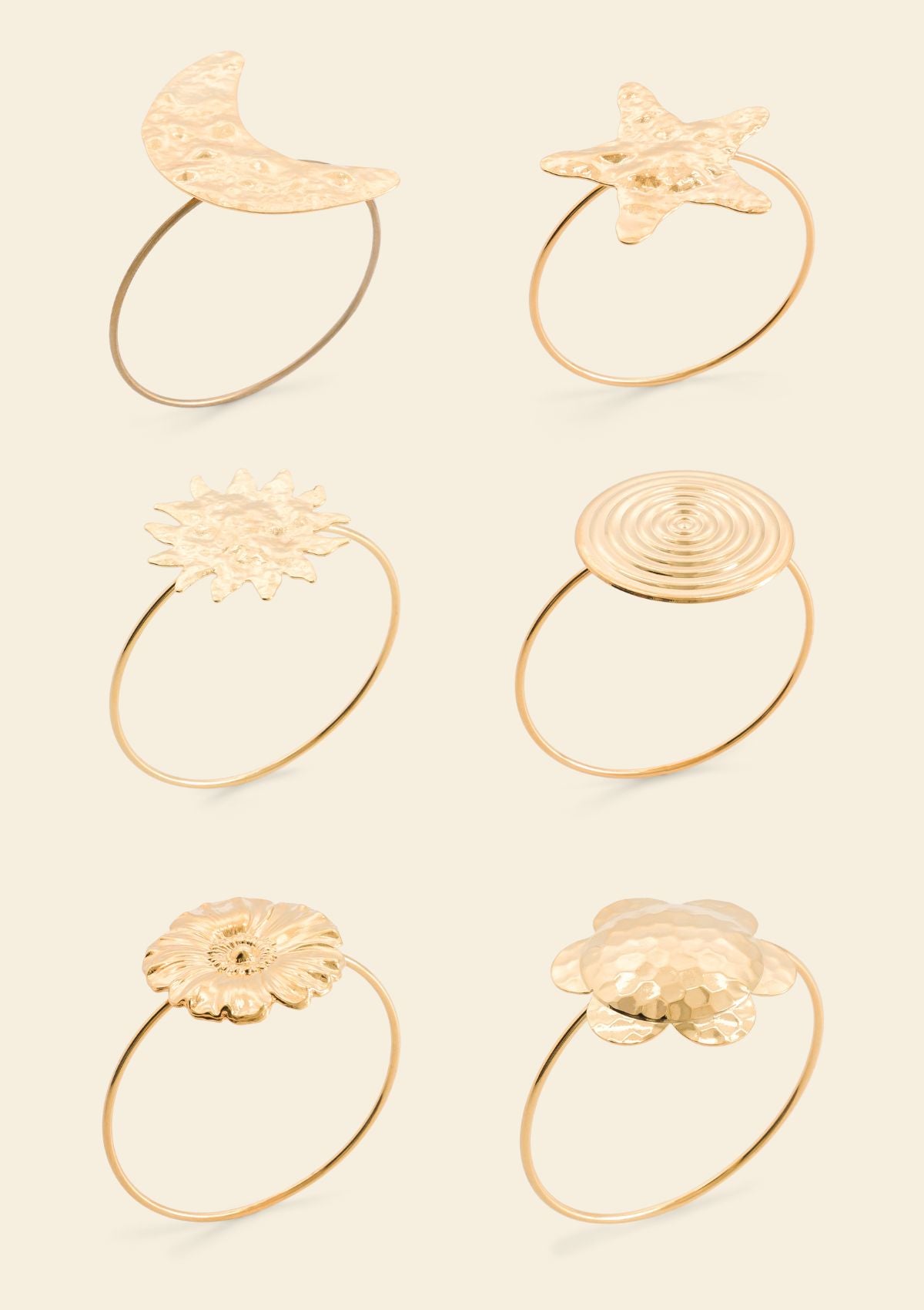 Gold jewelry napkin rings