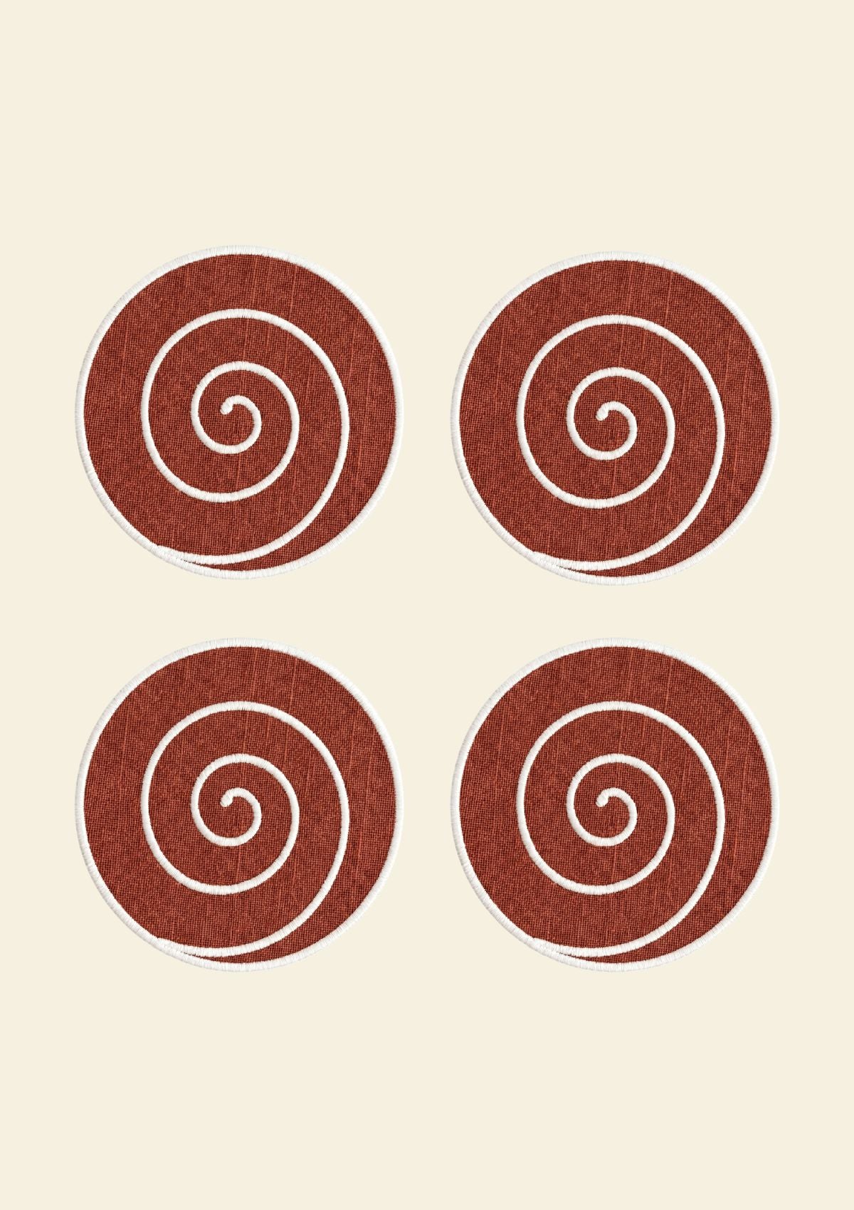 Volute Linen Coasters in Tomette & White (set of 4)