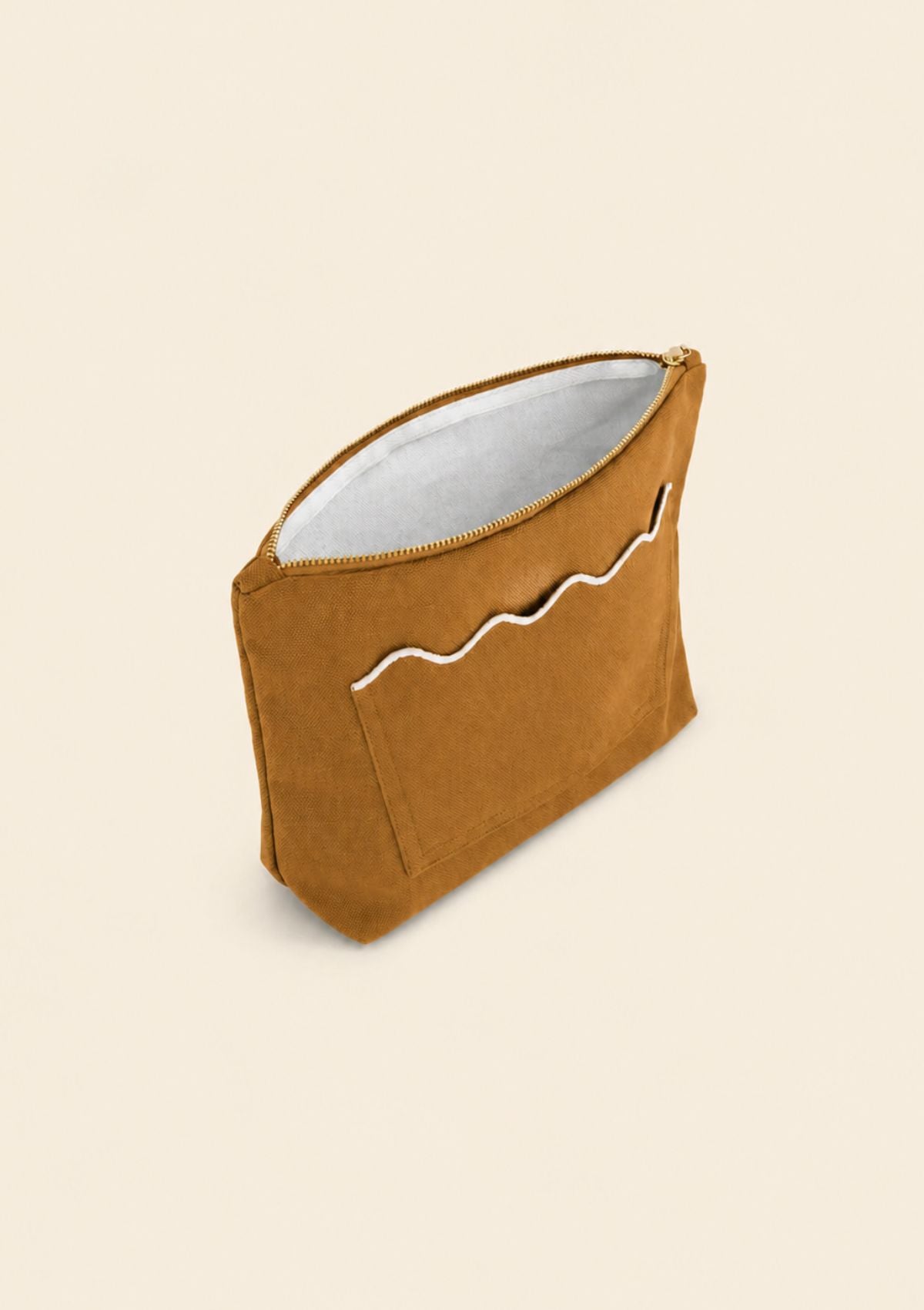 La pochette Ondes Ocre jaune & Blanc