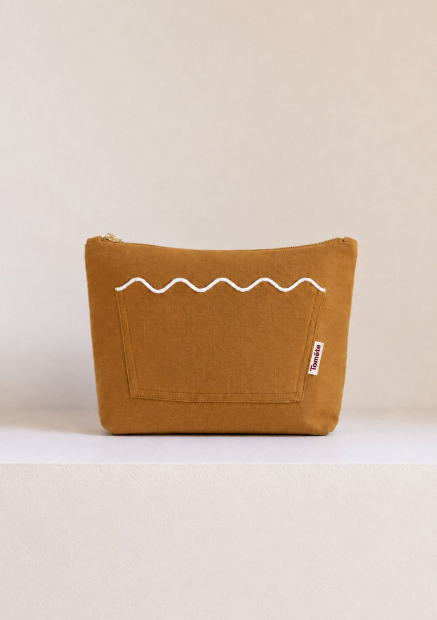 La pochette Ondes Ocre jaune & Blanc