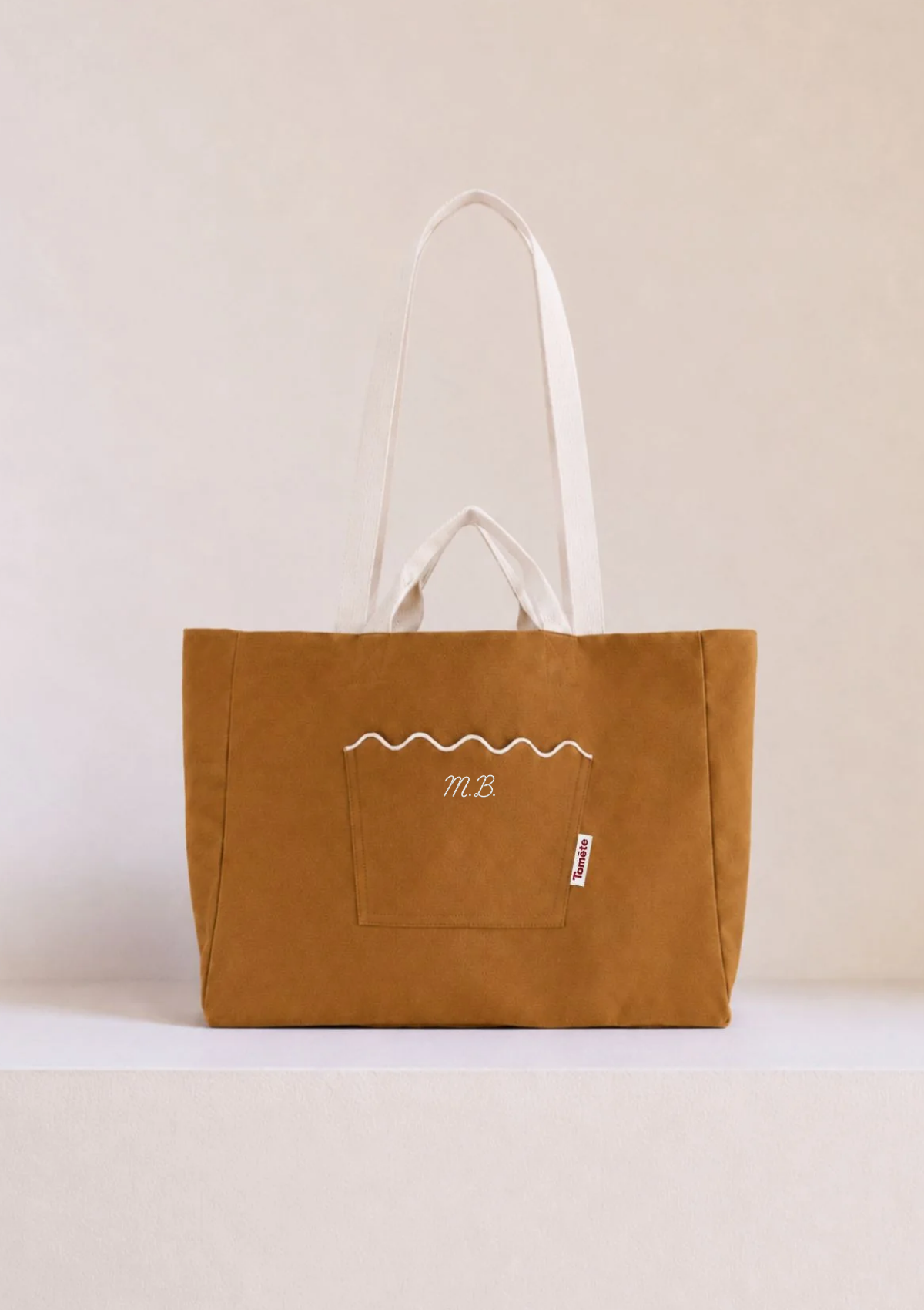 Le cabas Ondes Ocre jaune & Blanc