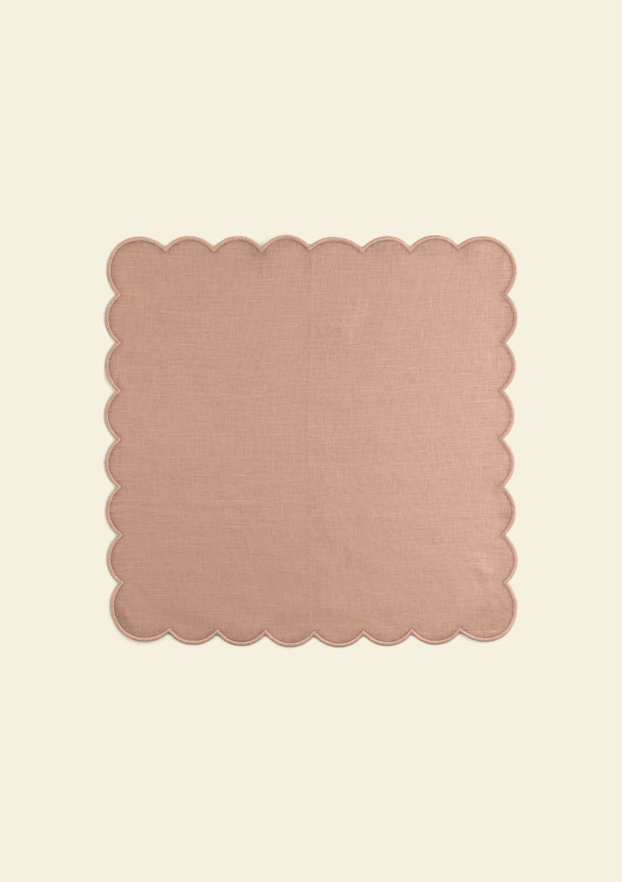 Powder pink scalloped linen napkin