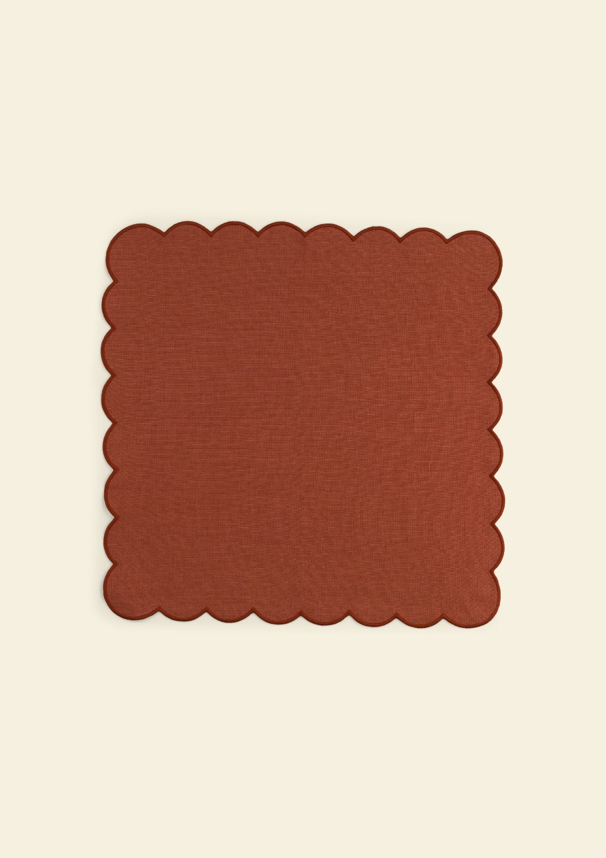 Red ochre scalloped linen napkins (set of 2)
