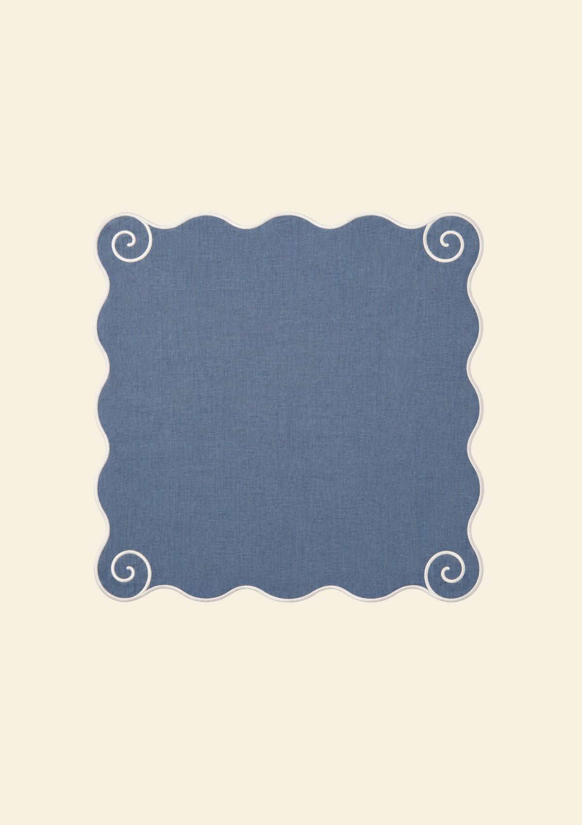 Volute Powder Blue & White linen napkin